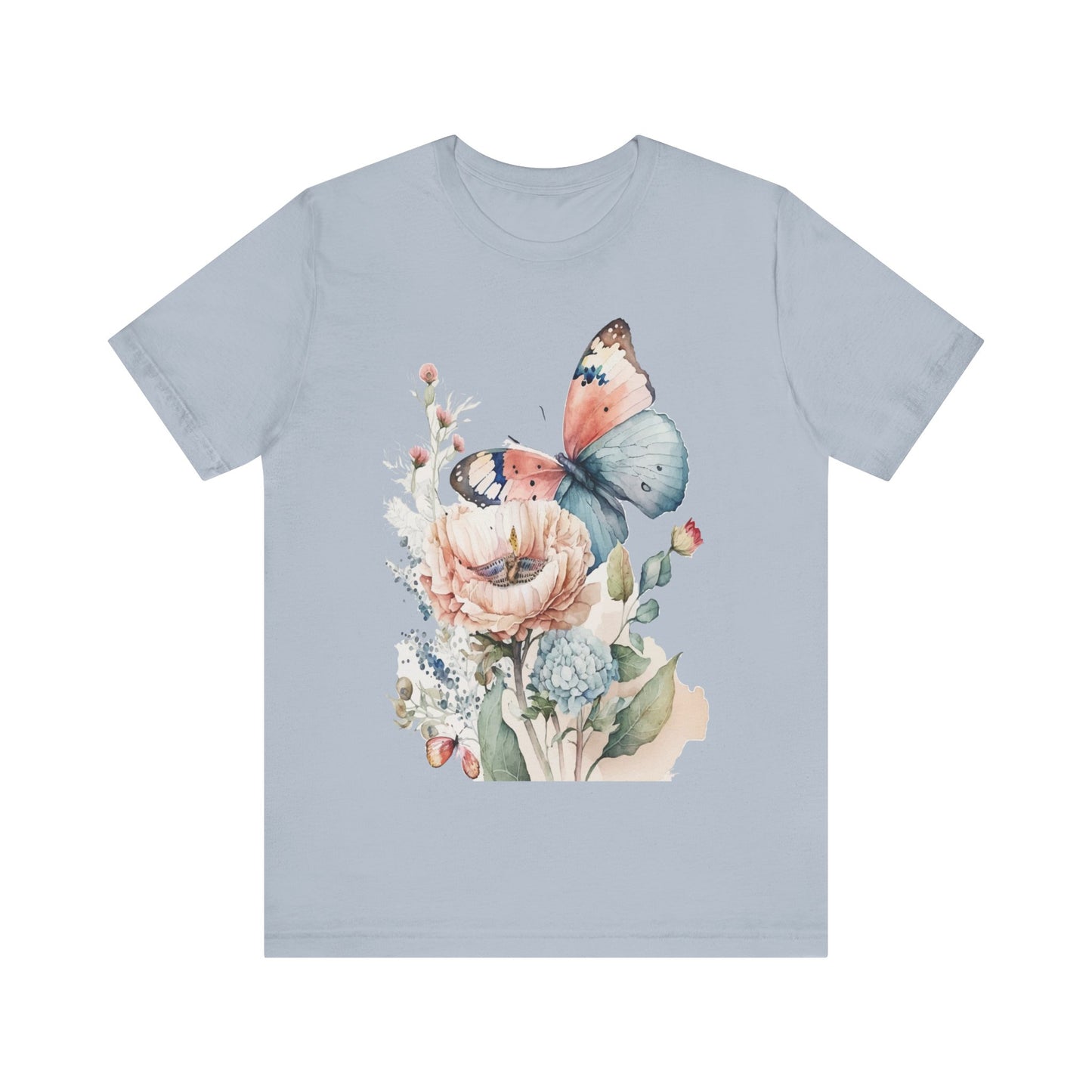 Cotton Tee Shirt with Butterfly Prints