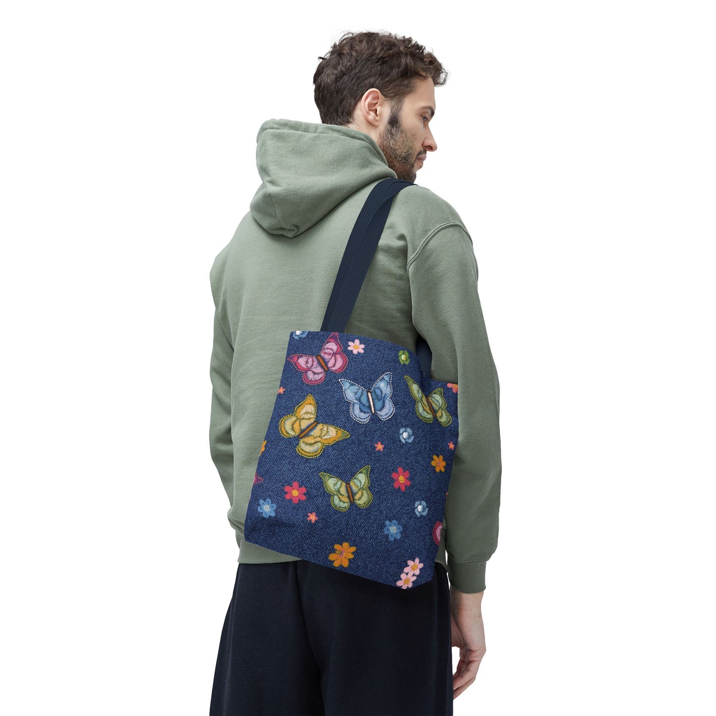 Denim Fabric Imitation Print Unisex Canvas Bag Poly Spun 3 Sizes Tote Bag 166