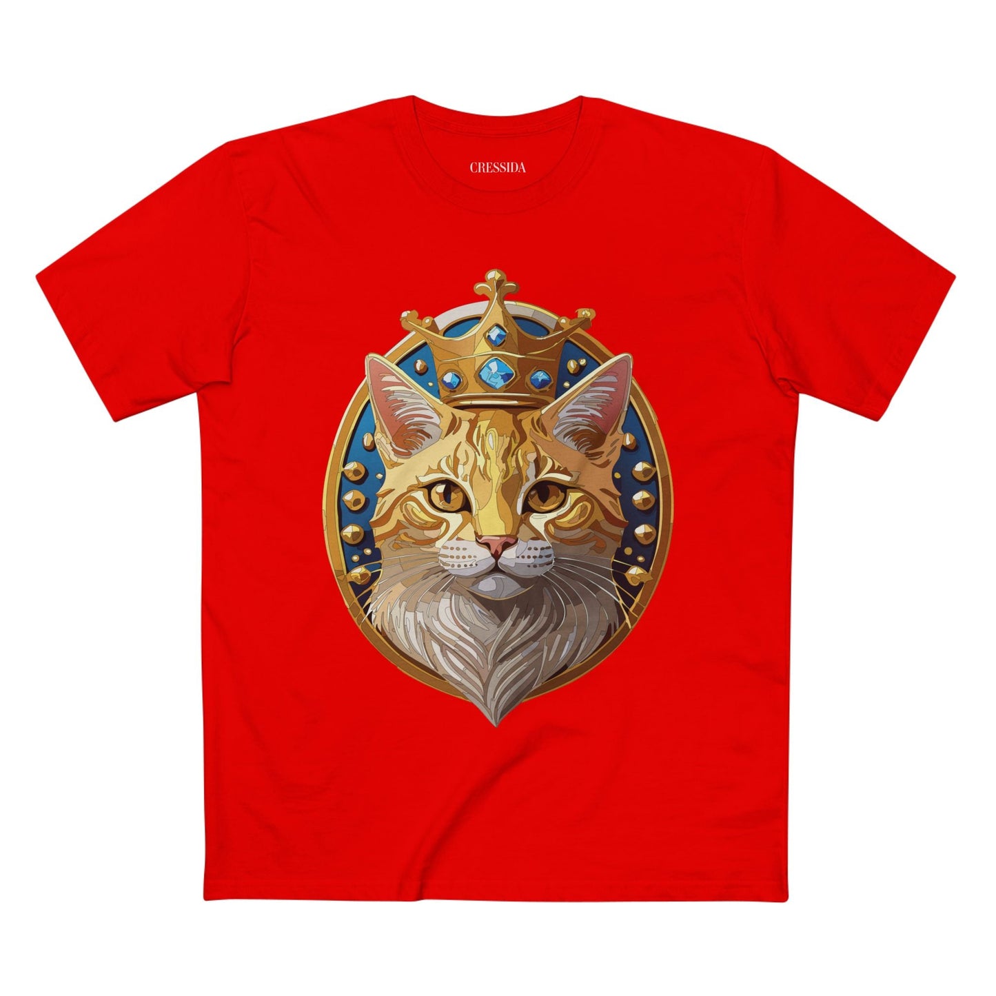 Cat Graphic Unisex 100 Cotton Tee With Unique Animal Golden Medallion Art Design 15