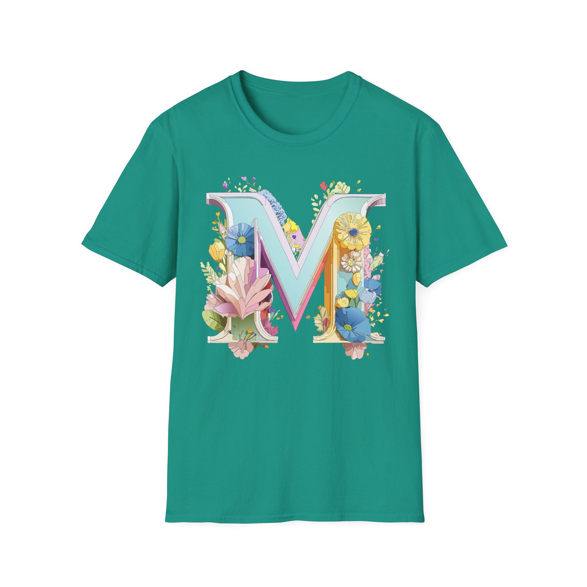 Floral Letter M T-Shirt | Monogram Initial Tee, Spring Flowers