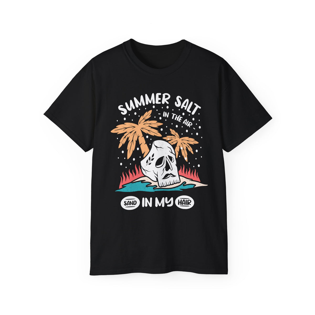 Summer Salt Skull Tee | Palm Trees Beach Vibes Graphic Shirt