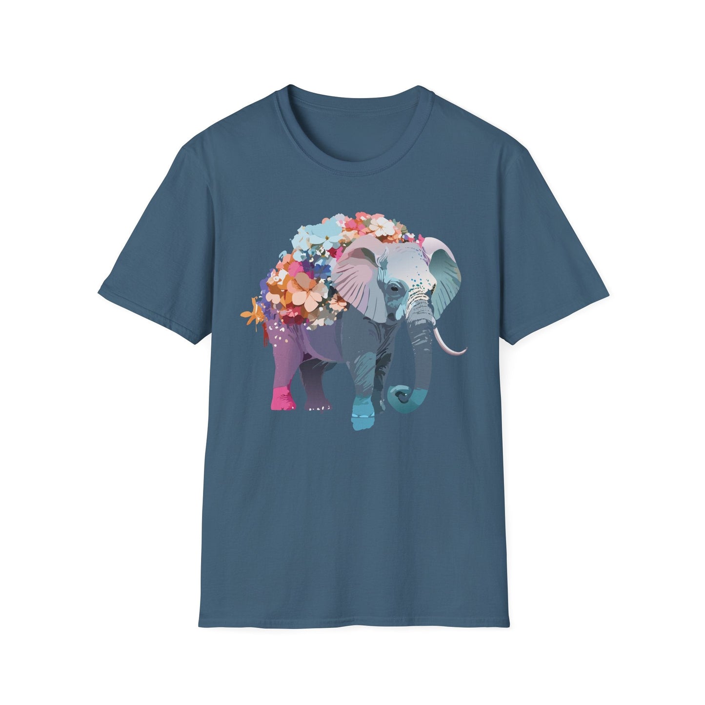 Elephant T Shirt Unisex Softstyle Tee 100 Percent Ring Spun Cotton Animal Design