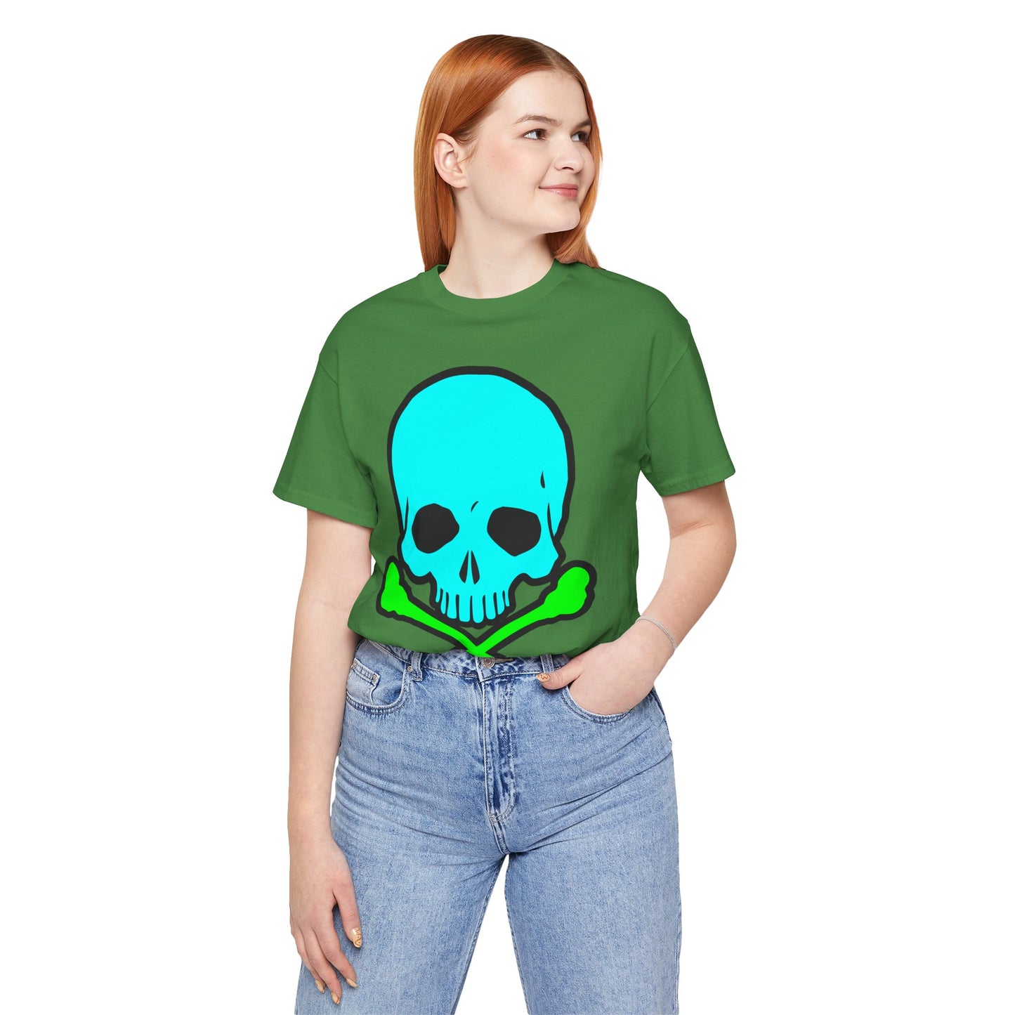 Blue Skull Graphic Design Tee, Skull Shirt, Vintage Tees, Art Design T-Shirt, Vintage Graphic Tee, Art Shirts with Skulls