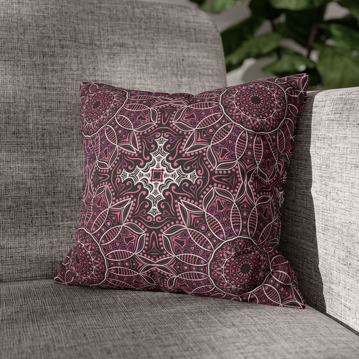 Ornament Print Pillowcase 100 Faux Suede Cover - 4 sizes: 14"-16"-18"-20" - Pillow Not Included