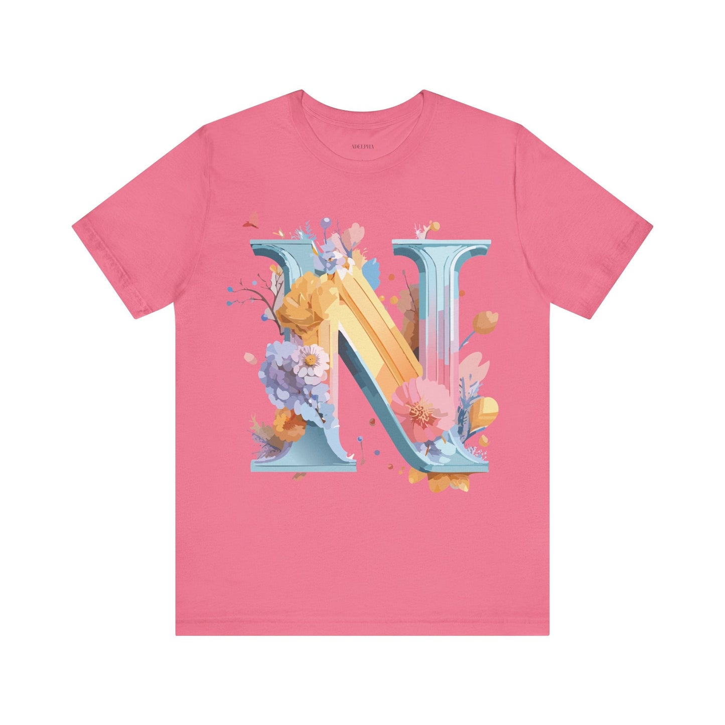 Letter N Shirt Classic Unisex Graphic Tee With Premium Vintage Adelpha Artwork Jersey Short Sleeve