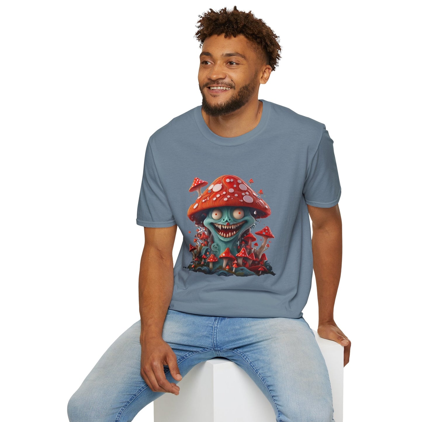 Funny Mashroom Graphic Unisex Softstyle Cotton With Cartoon Illustration Design 2
