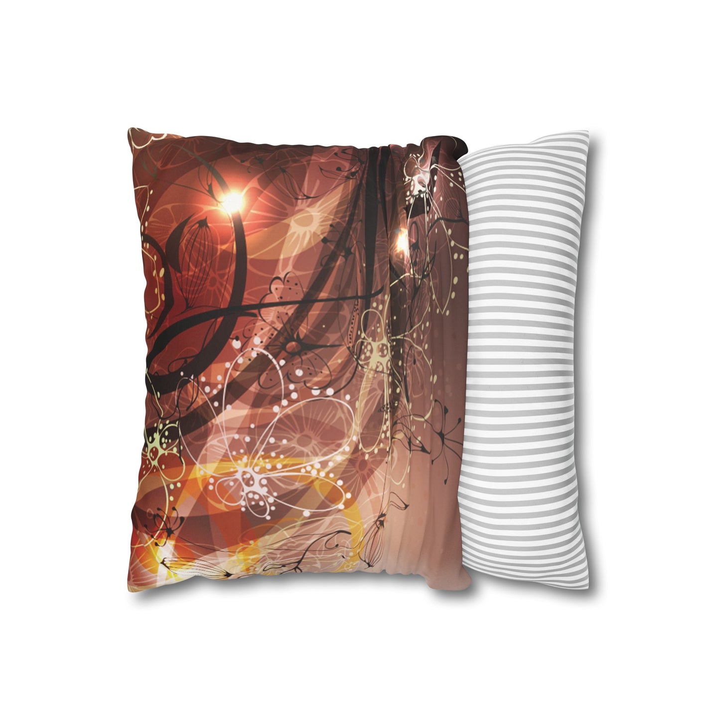 Faux Suede Pillowcase with Abstract print