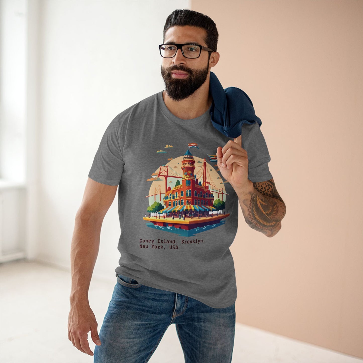 Unisex Brooklyn Travel Shirt With Original Art Design Premium Cotton Tee TT18 For Tourists