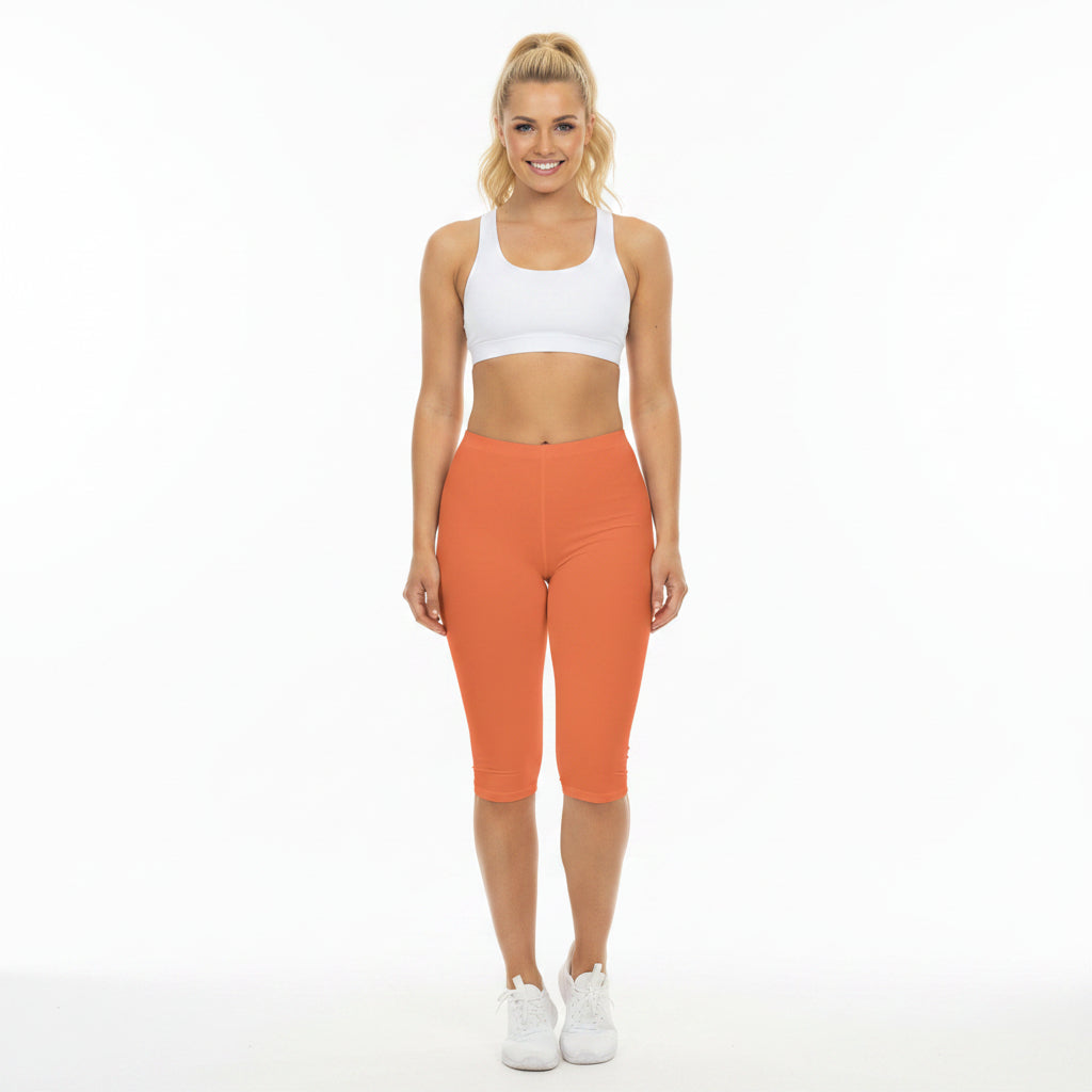 Summer Gold Color Women's Brushed Suede Poly Span Casual Capri Leggings XS-2XL