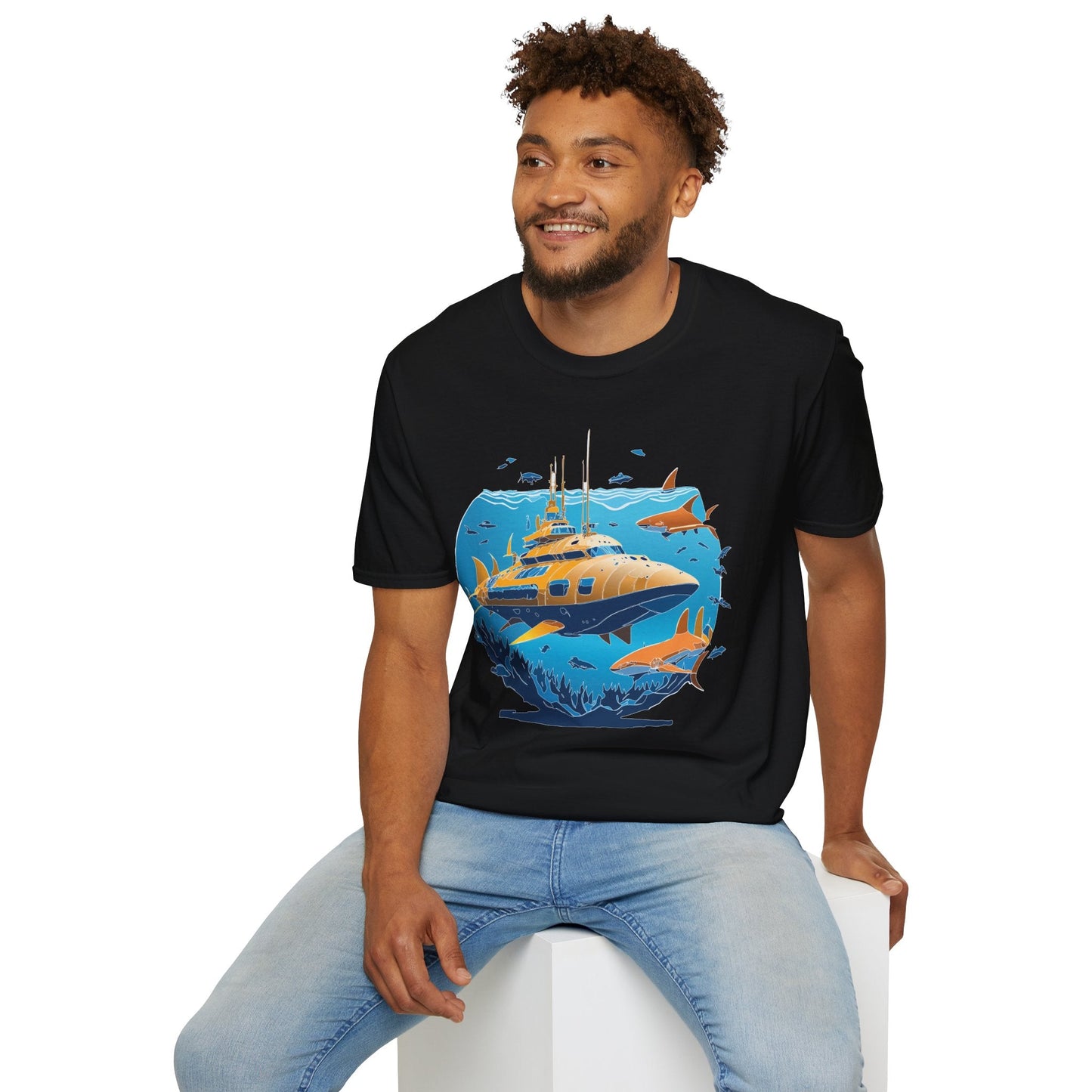 Ocean T Shirt Unisex Gildan Softstyle 64000 100 Percent Cotton Ring Spun U Boat Design Graphic