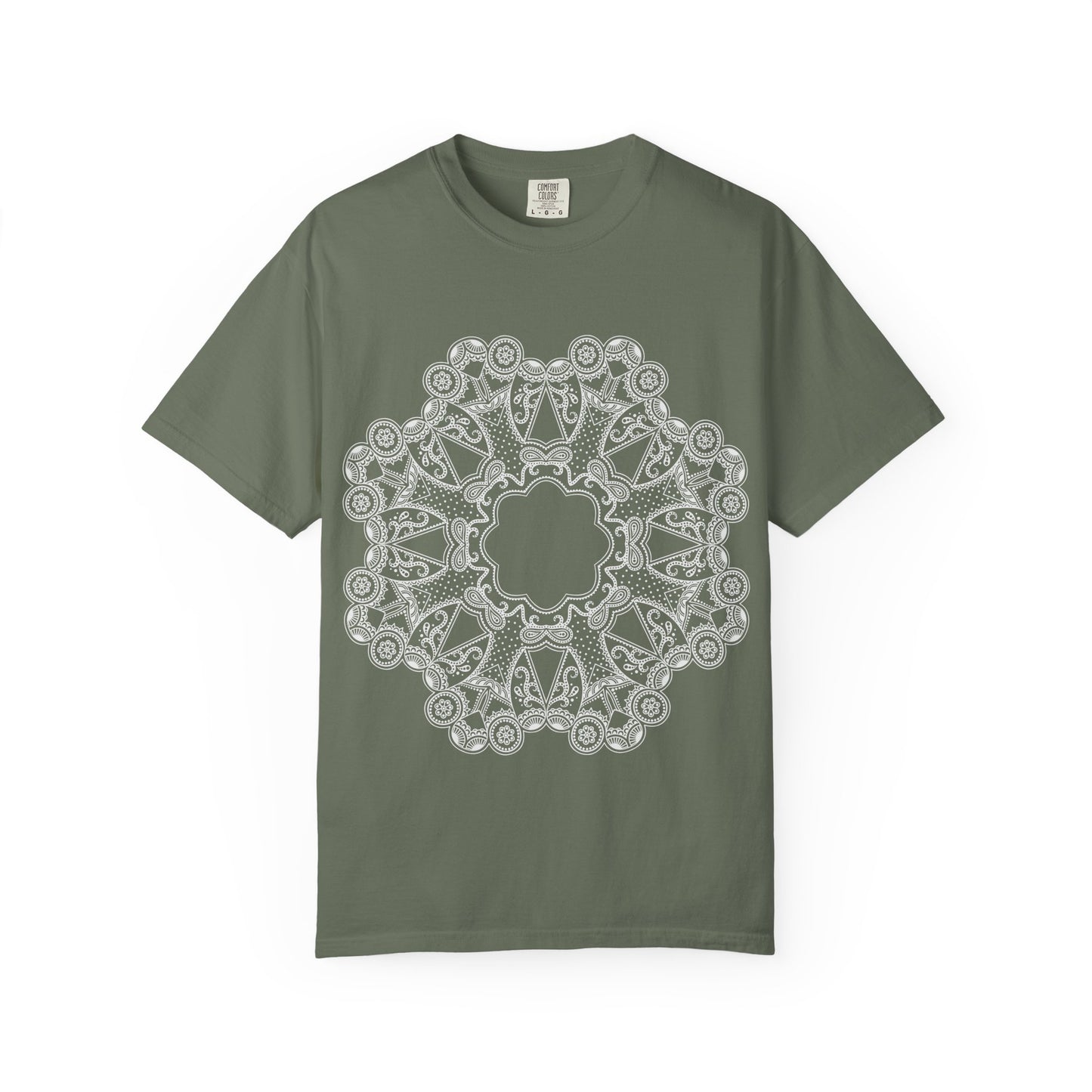 Unisex Garment Dyed Cotton T-Shirt with Mandala Graphic Design