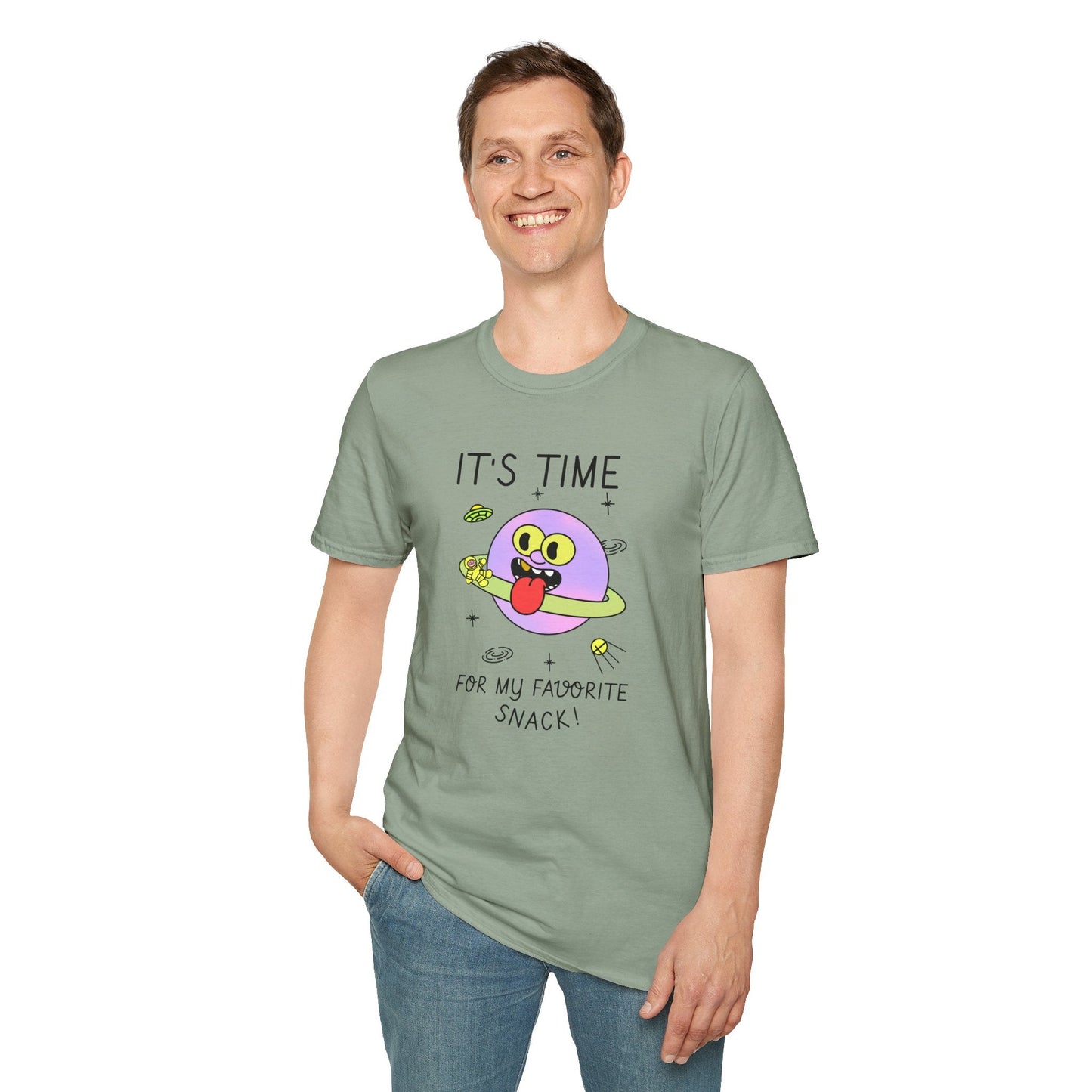 Snack Time Alien TShirt Time For My Favorite Snack Unisex Cotton Cute Space Graphic Tee