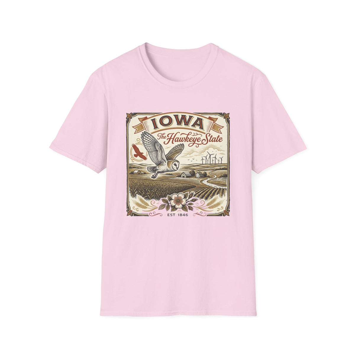Iowa Hawkeye State Vintage Travel Tourist Graphic Design Unisex 100 Cotton Gildan T-Shirt