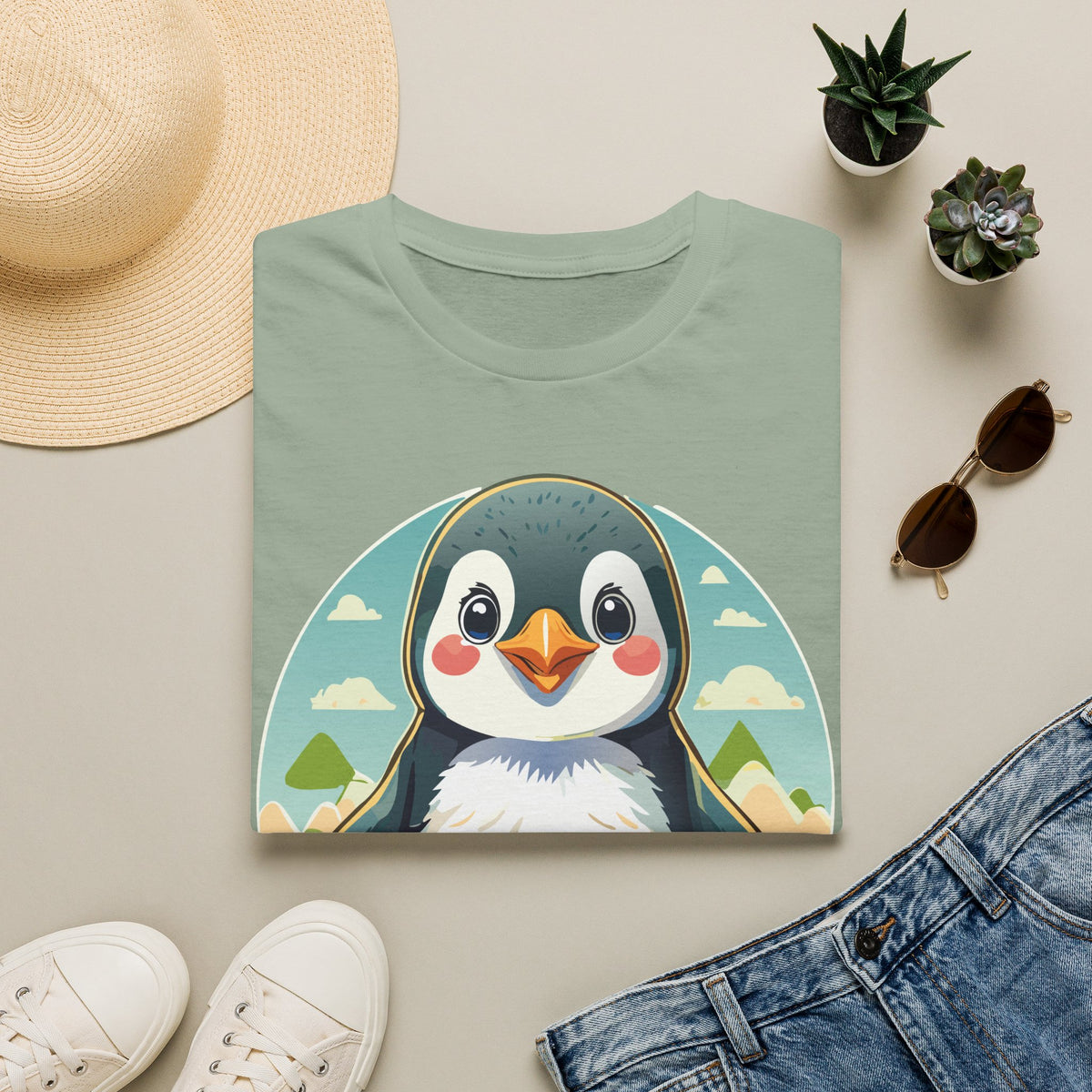 Cute Cartoon Penguin T-Shirt | Cute Penguin Illustration Tee, Winter Animal Shirt