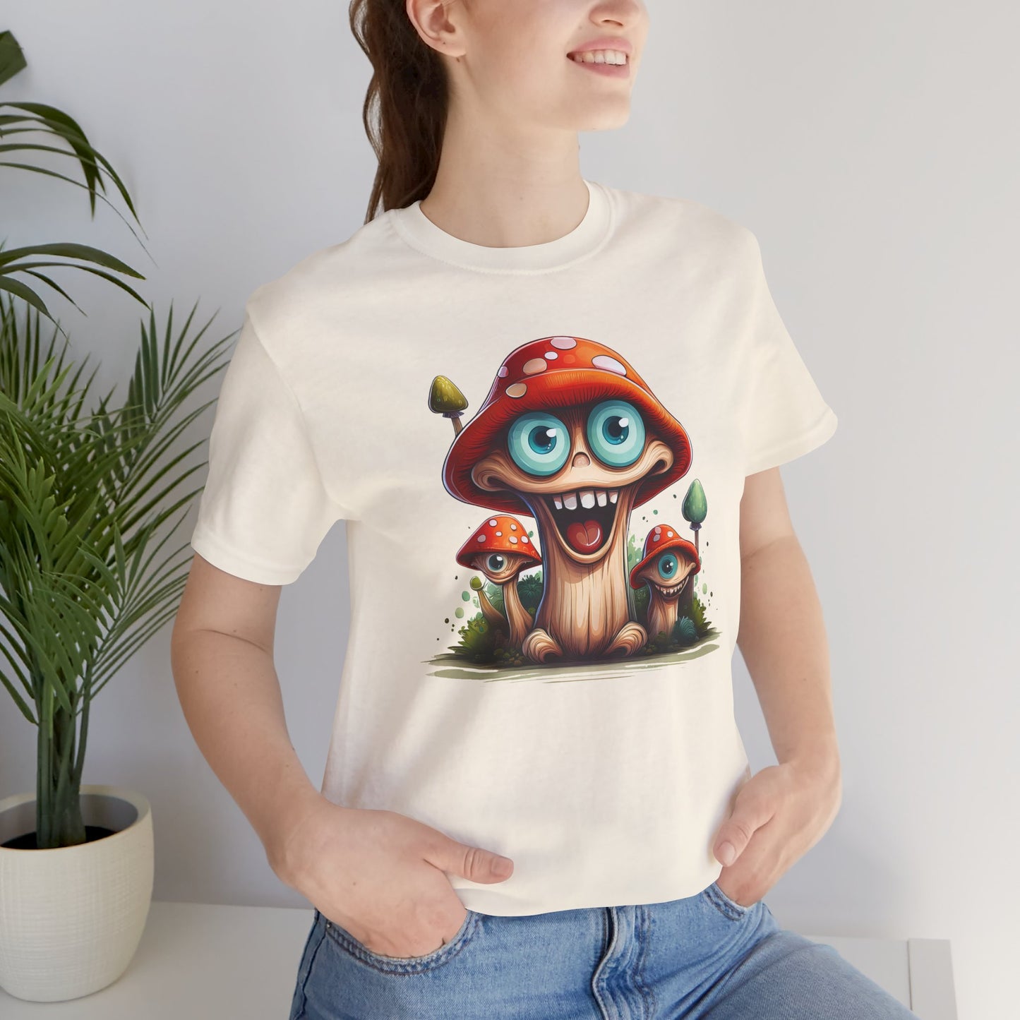 Cute Mushroom Graphic Tee, Fun Cartoon Shirt, Funny Mushroom Shirt, Cute Cartoon Tees, Graphic T-Shirt, Art Design T-Shirt