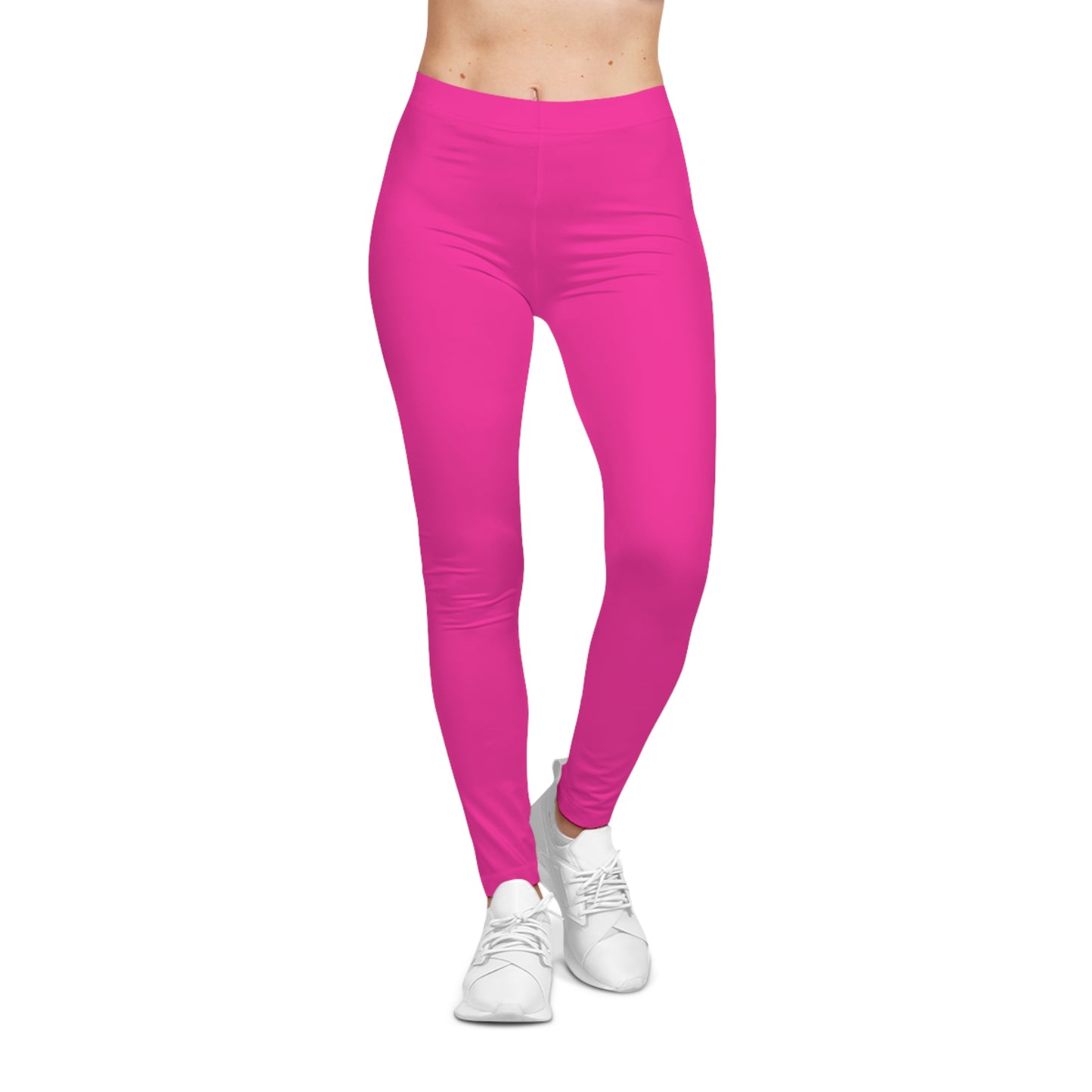Brilliant Rose Color Women's Poly-Span Casual Leggings XS-2XL