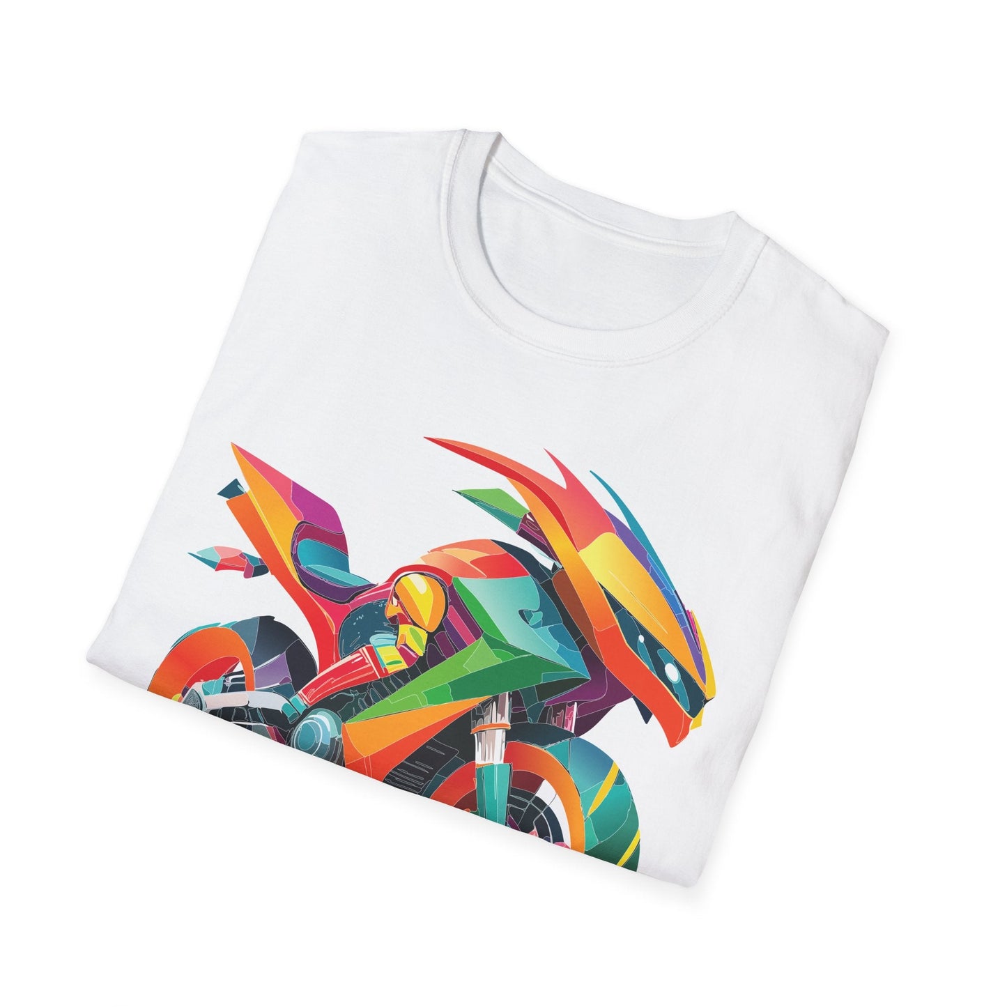 Unisex Bike T Shirt With Motorcycle Artwork Premium Cotton MTB Tee Softstyle 64000