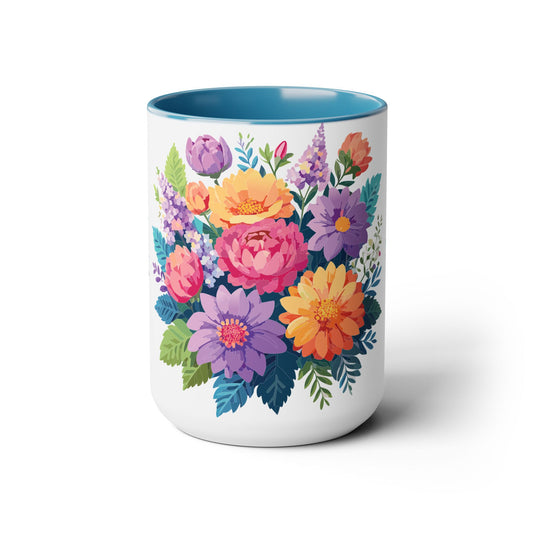 Two-Tone Coffee Mug with flowers