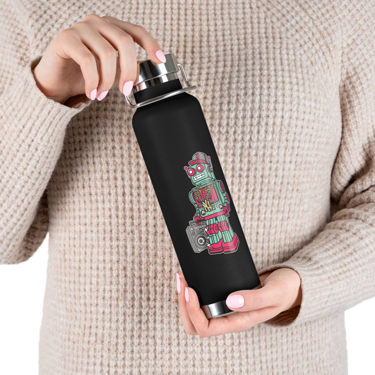 22oz Copper Insulated Water Bottle with Cartoon Design - CV44