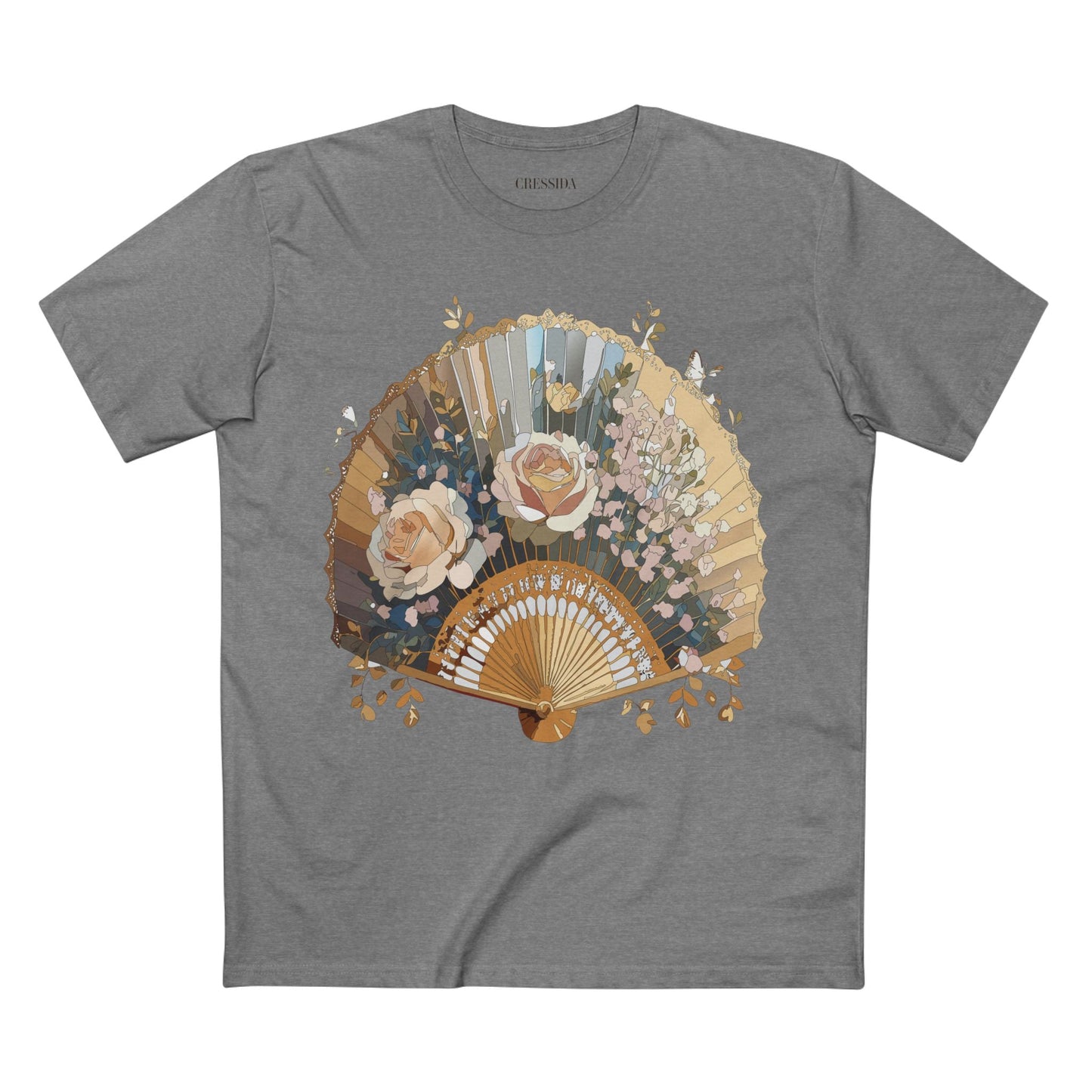 Antique Fan Graphic Design T-Shirt Unisex 100 Cotton Floral Carnival Artwork Tee 6
