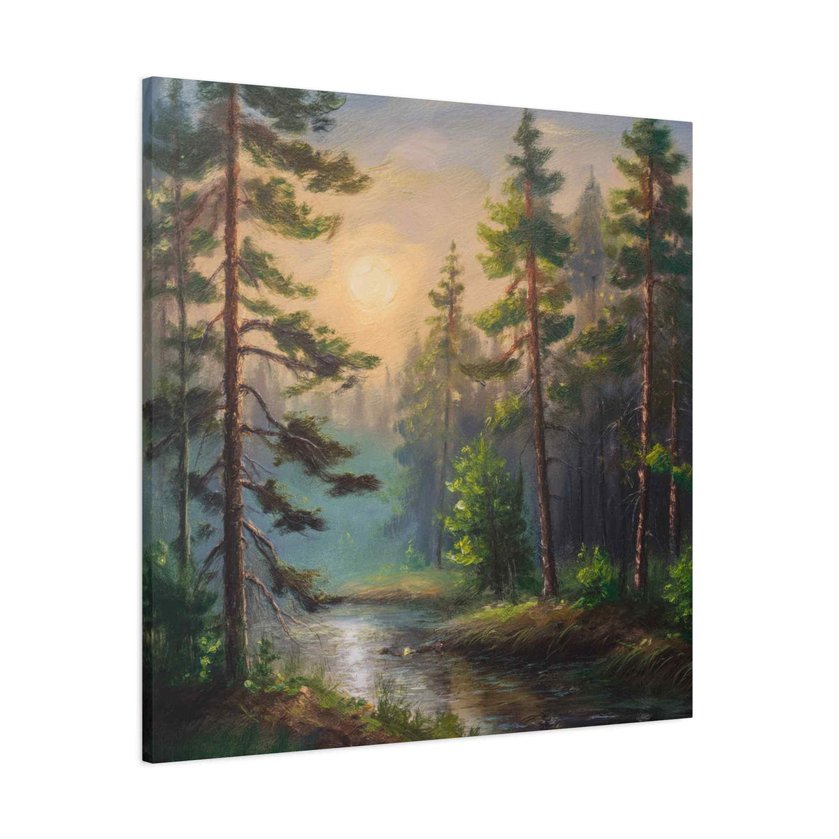 Forest Print Canvas, Trees Oil Paint Print 20x20, 24x24, 30x30, 32x32, 36x36 Art Design Print Pine-Wood Inner Frame MC-74