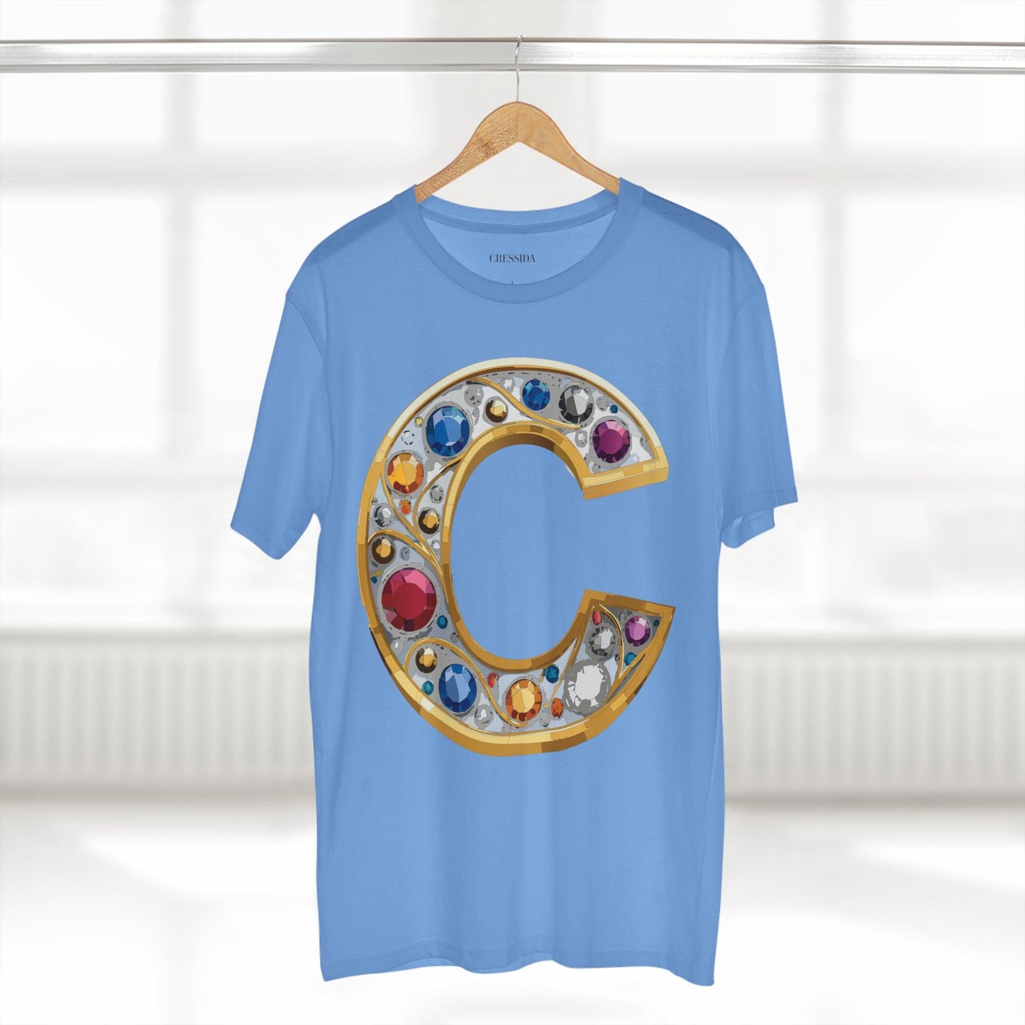 Letter C Graphic Design Tee Unisex 100 Cotton With Antique Gold Letters Artwork T-Shirt