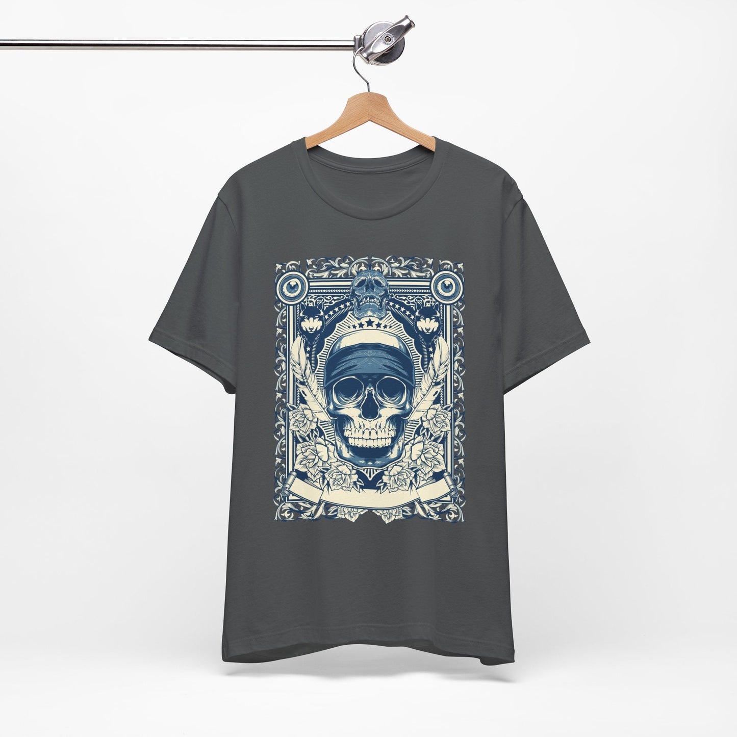 Skull Crown Graphic Tee Vintage Ornate Skull Illustration Rock Band T-Shirt