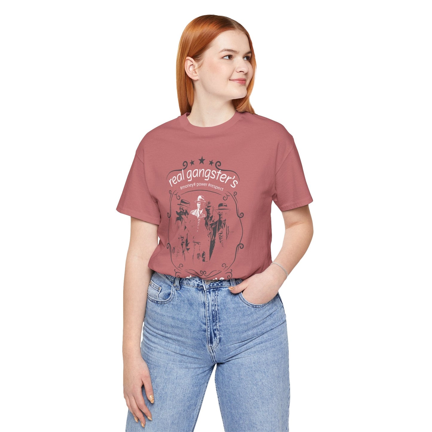 Real Gangsters Don't Die T-Shirt Vintage Outlaw Illustration Retro Biker Tee A-3