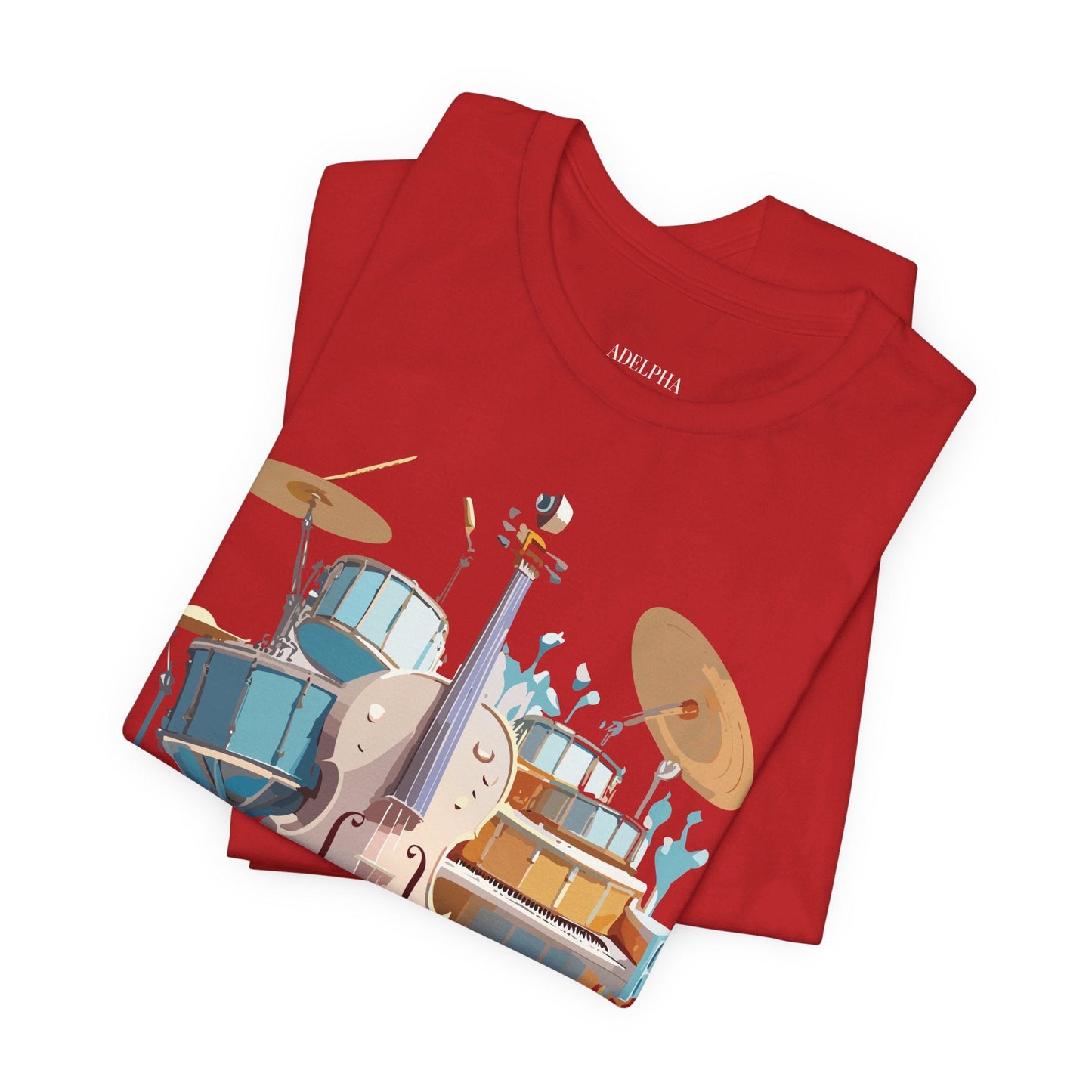 Music Graphic Unisex 100 Cotton Vintage Art with Musical Elements Tee 84