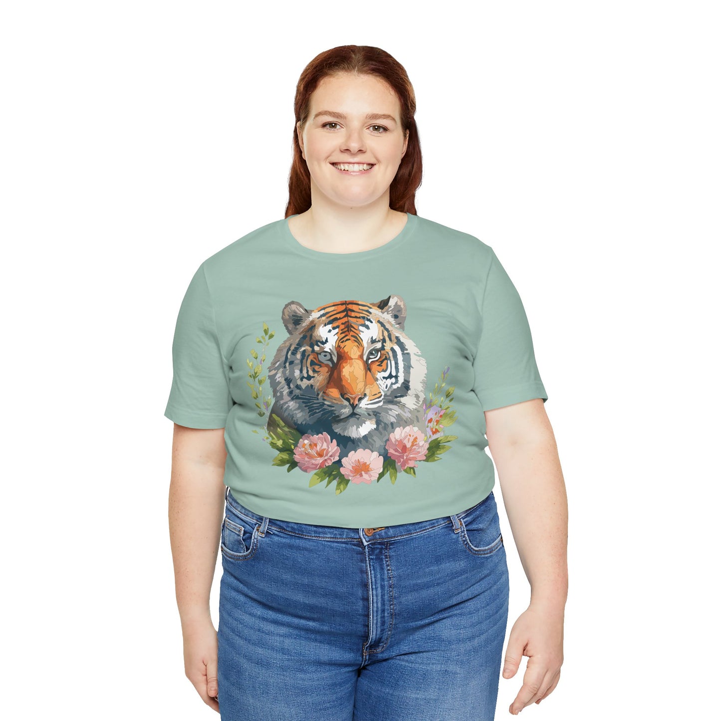 Floral Tiger Shirt, Animal Shirt, Tiger Tee, Unisex Tee, Floral T-shirt, T-Shirt with Animal
