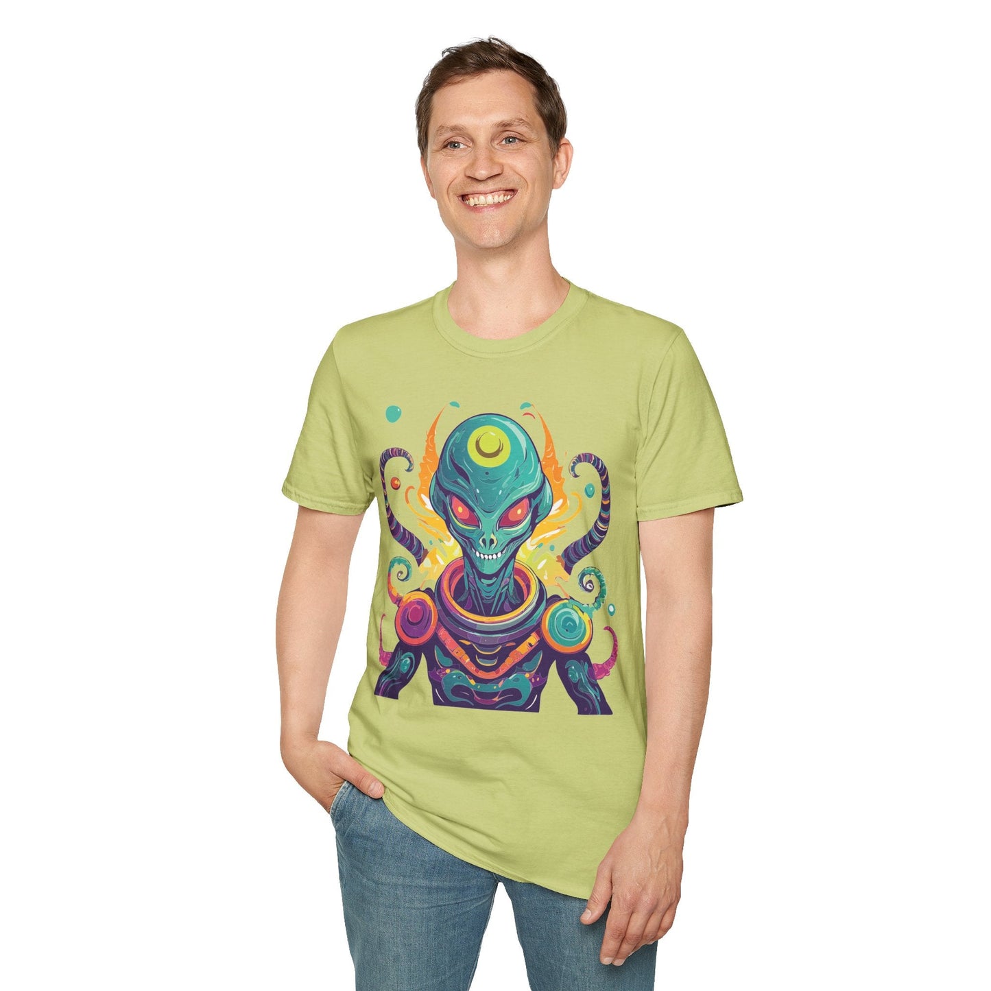 Alien Cosmos Unisex T Shirt With Aliens Design Gildan Softstyle 64000 Comfortable Lightweight Tee
