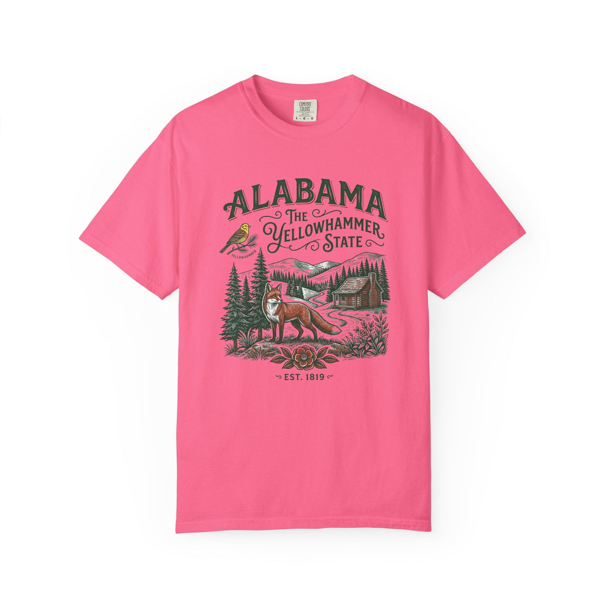 Alabama Graphic Unisex Heavyweight Garment-Dyed Travel Tourist Graphic Gift Tee Unisex 100 Cotton Comfort Colors T-Shirt
