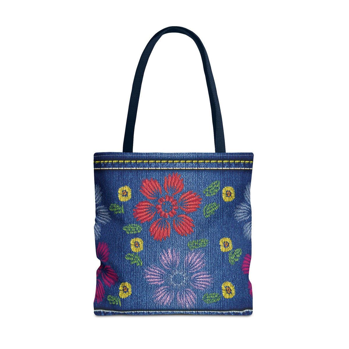 Denim Fabric Imitation Print Unisex Canvas Bag Poly Spun 3 Sizes Tote Bag 131