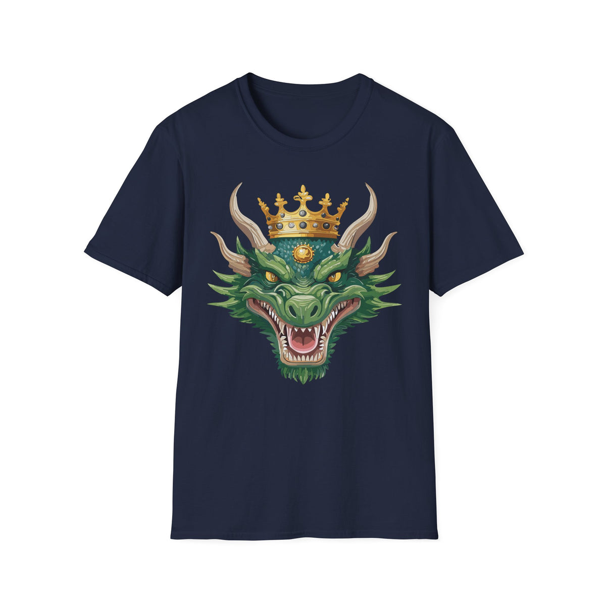 Green Dragon King crown T-Shirt | Mythical Fantasy Dragon head tee