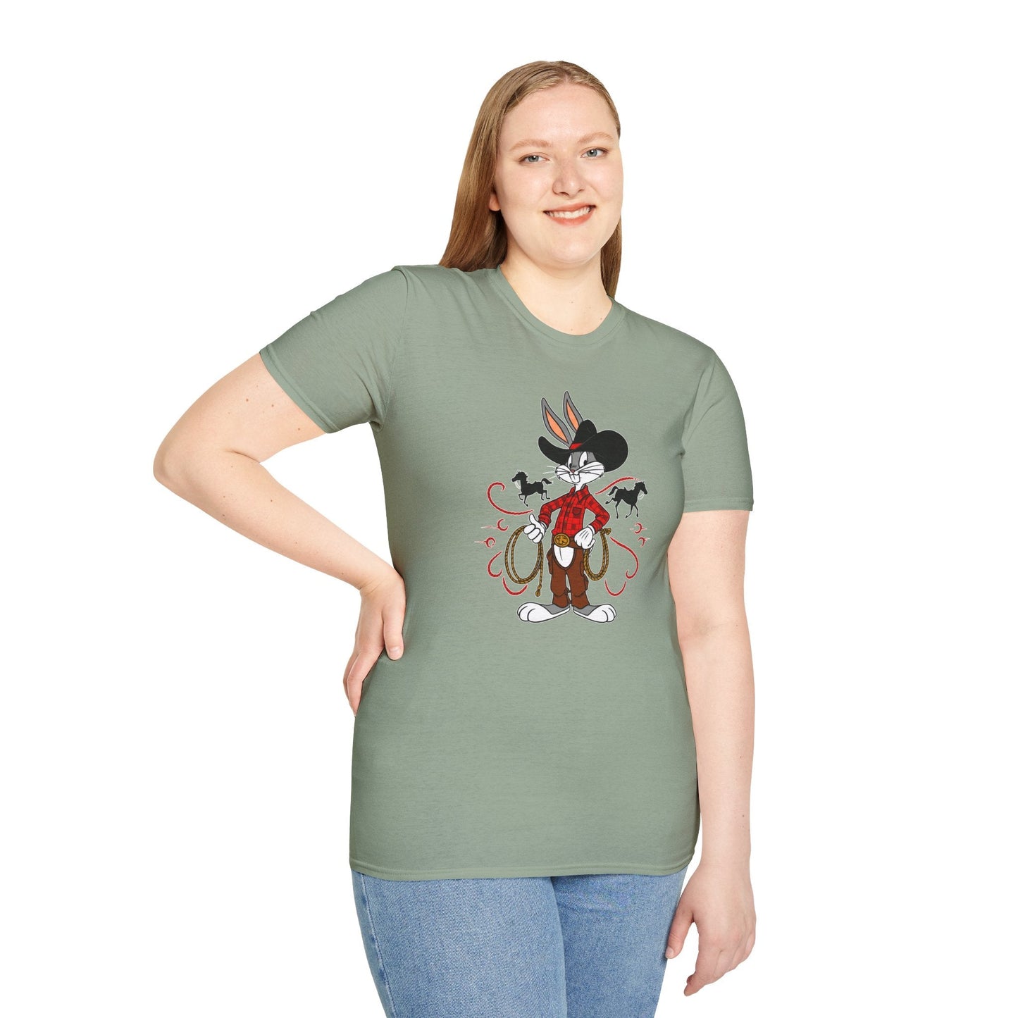 Cartoon Bunny Graphic Unisex Cotton Animal Animation Artwork Design Tee 4