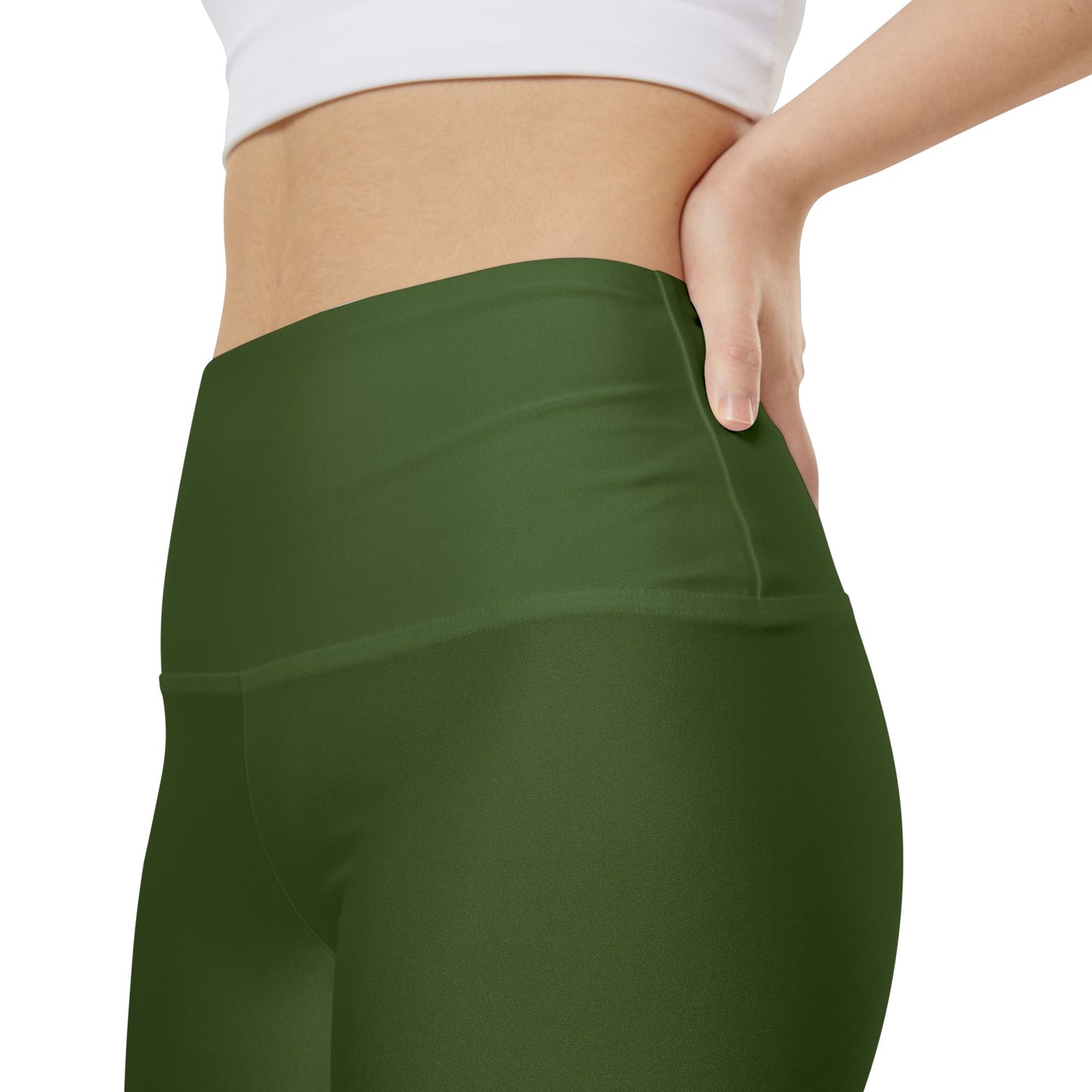 Olive Leaf Green High-Waist Women's Workout Shorts — Stretchy Biker Shorts for Gym & Yoga