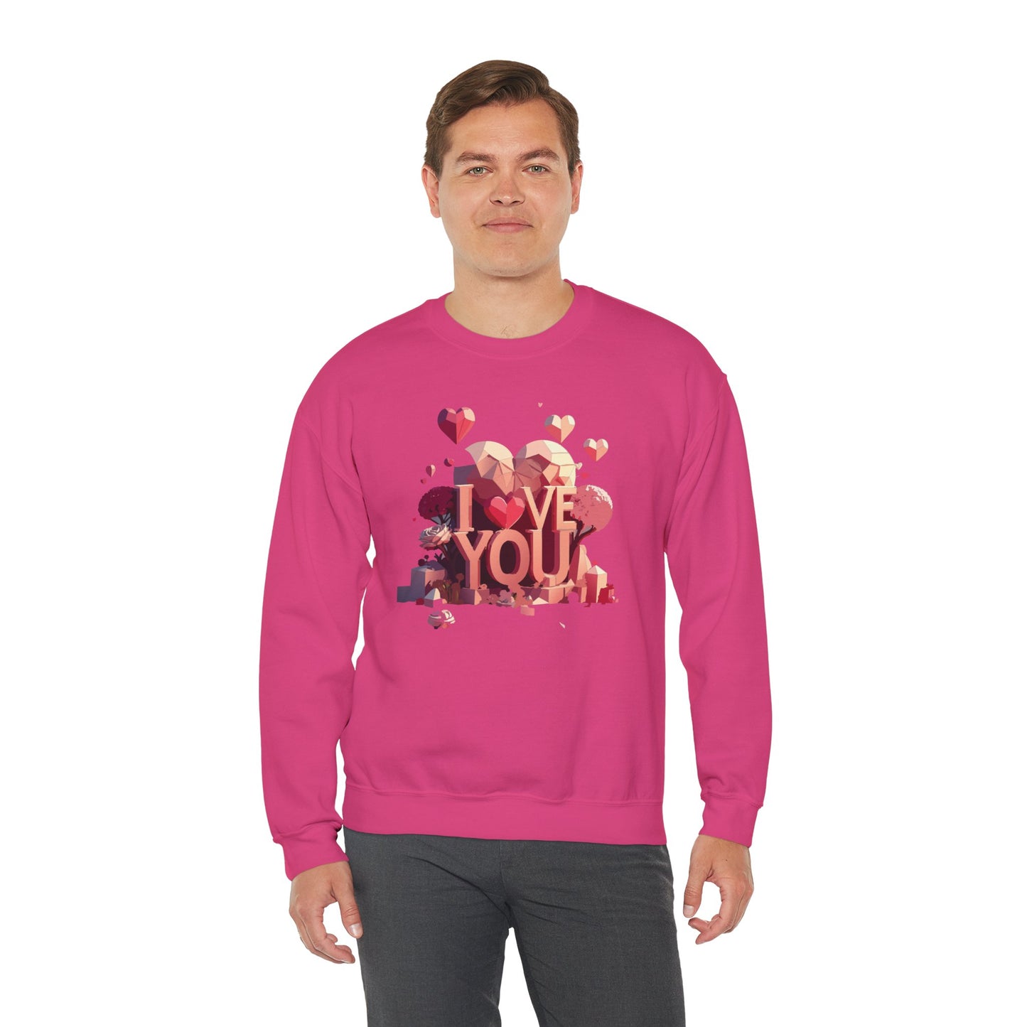 Unisex Big Heart Love Sweatshirt, Love Heart Sweatshirt, Floral Love Sweatshirt, 50/50 Cotton-Poly Valentine's Day Sweatshirt 10