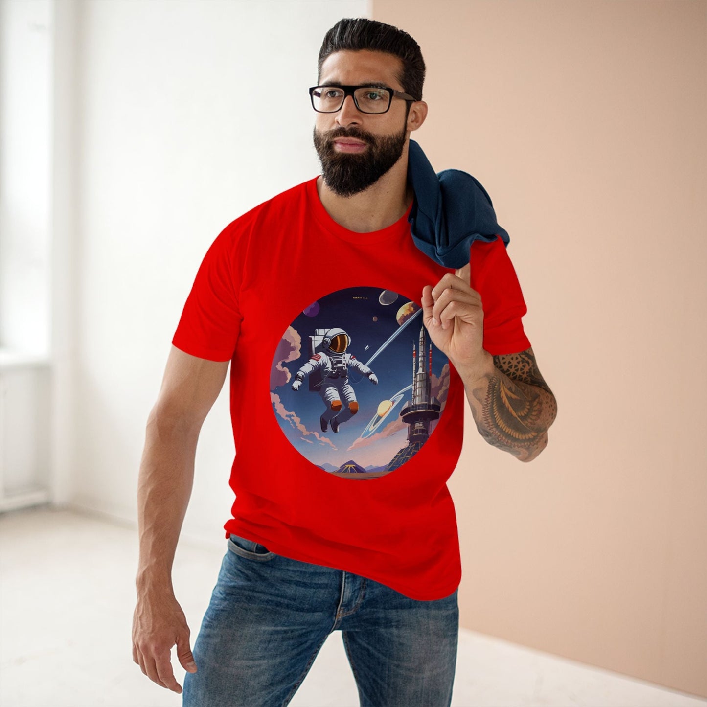 Cosmos Astronaut Shirt CS30 Unisex Premium Cotton Art Tee Featuring Retro2Nova Original Design