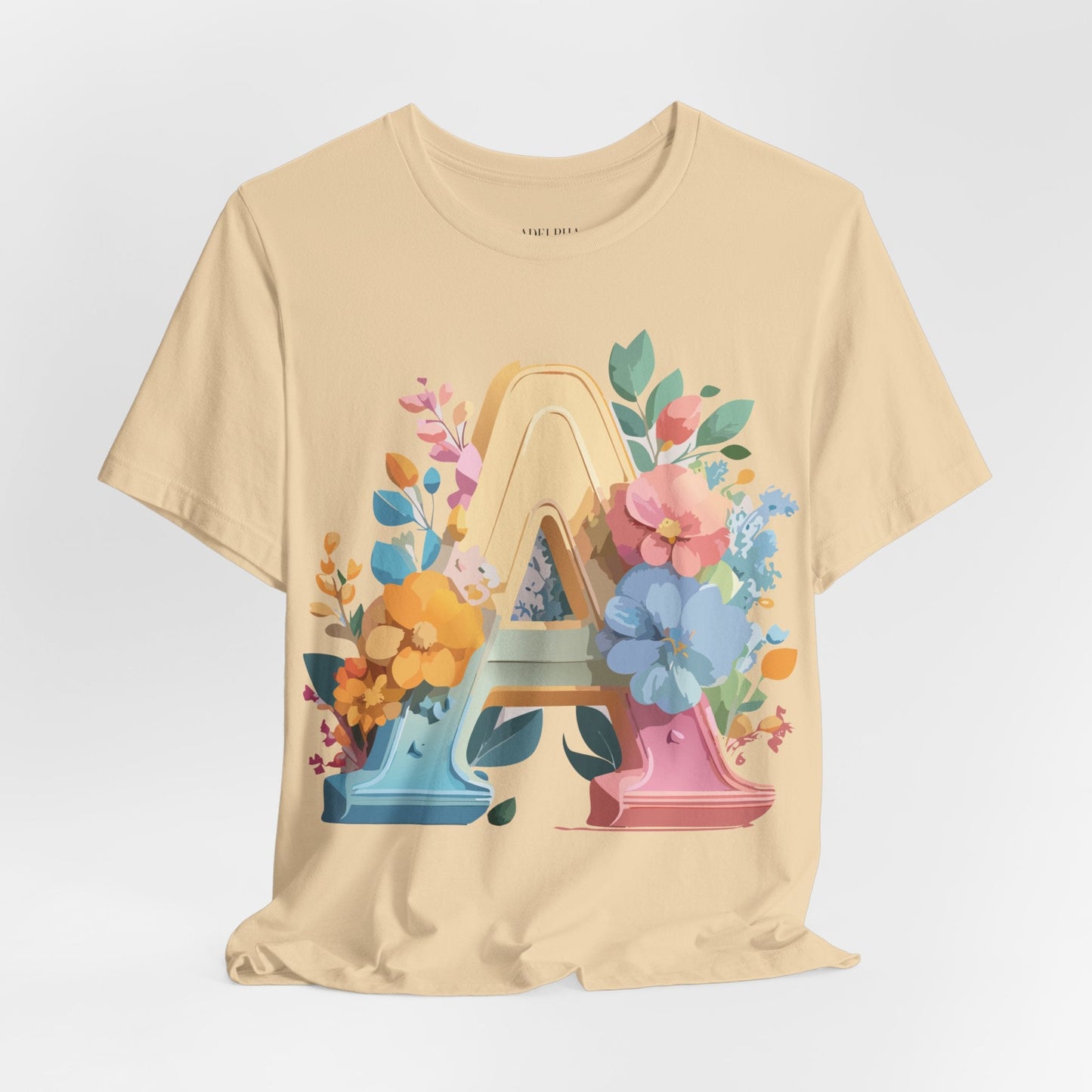 Letter A Shirt Graphic Tee Unisex Short Sleeve by Adelpha Vintage Inspired Art Tee