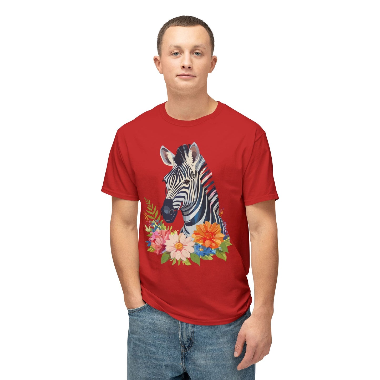 Unisex Zebra Art T Shirt With Full Color Print 100 Percent Cotton Jersey Tee Premium