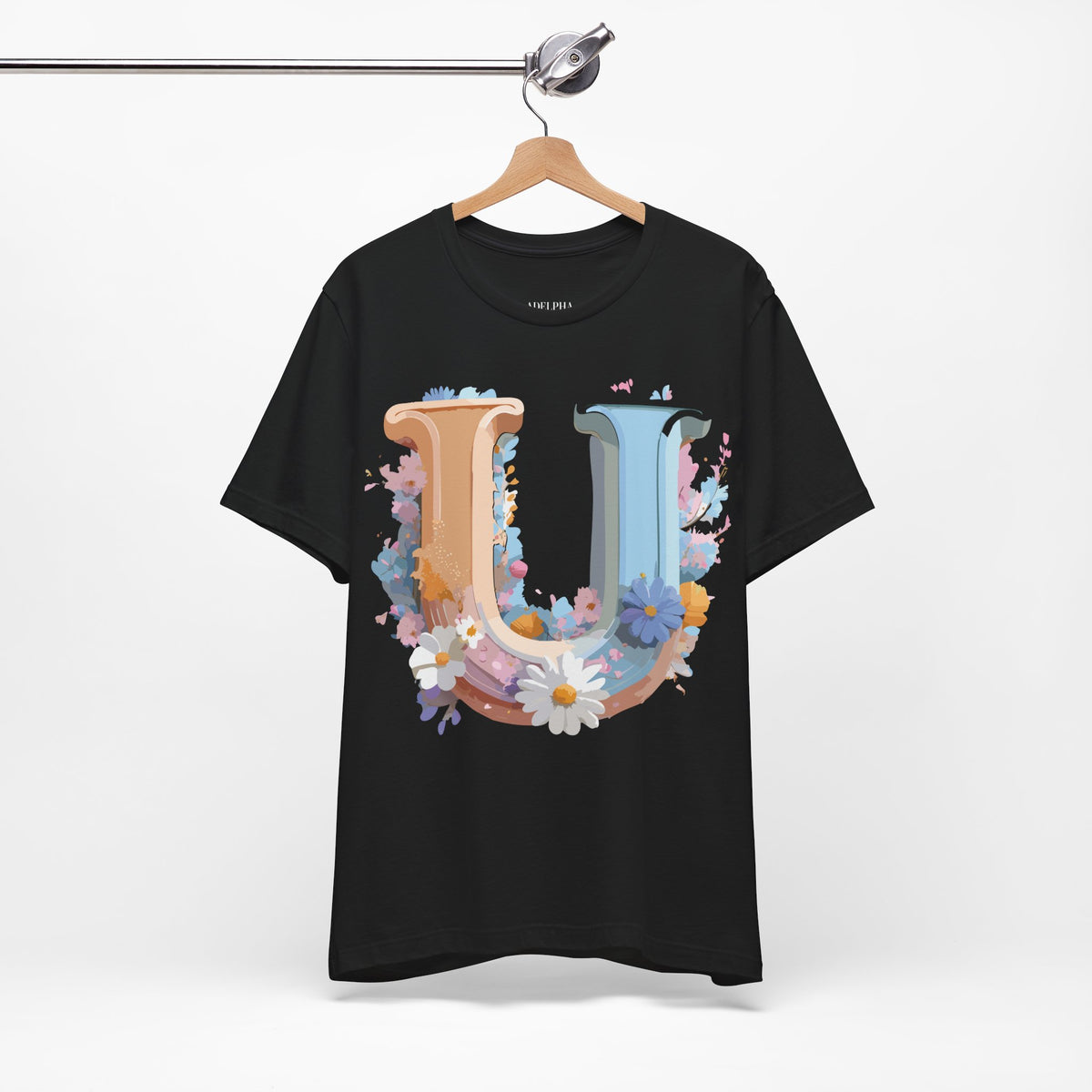 Letter U Graphic Unisex Cotton Bella+Canvas Tee with Art Letter Design