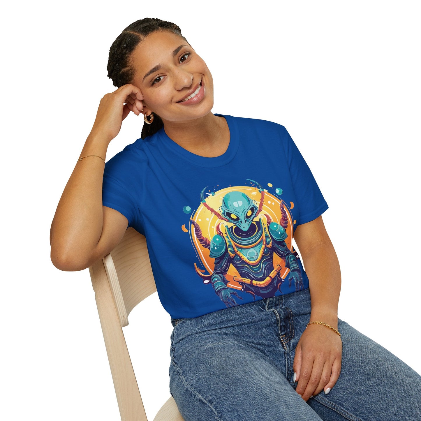 Alien Graphic Unisex Cotton Softstyle UFO Artwork Tee 16