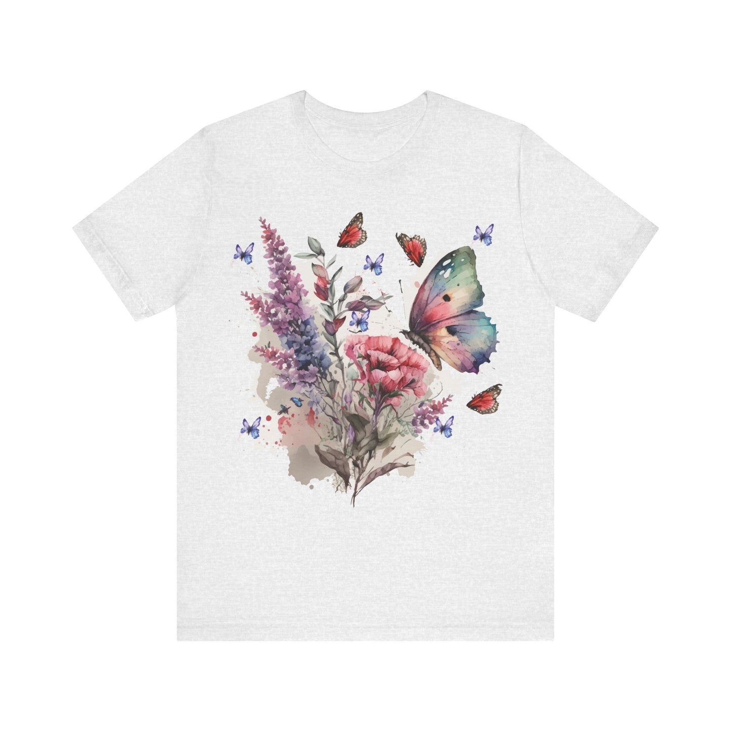 Cotton Tee Shirt with Butterfly Prints