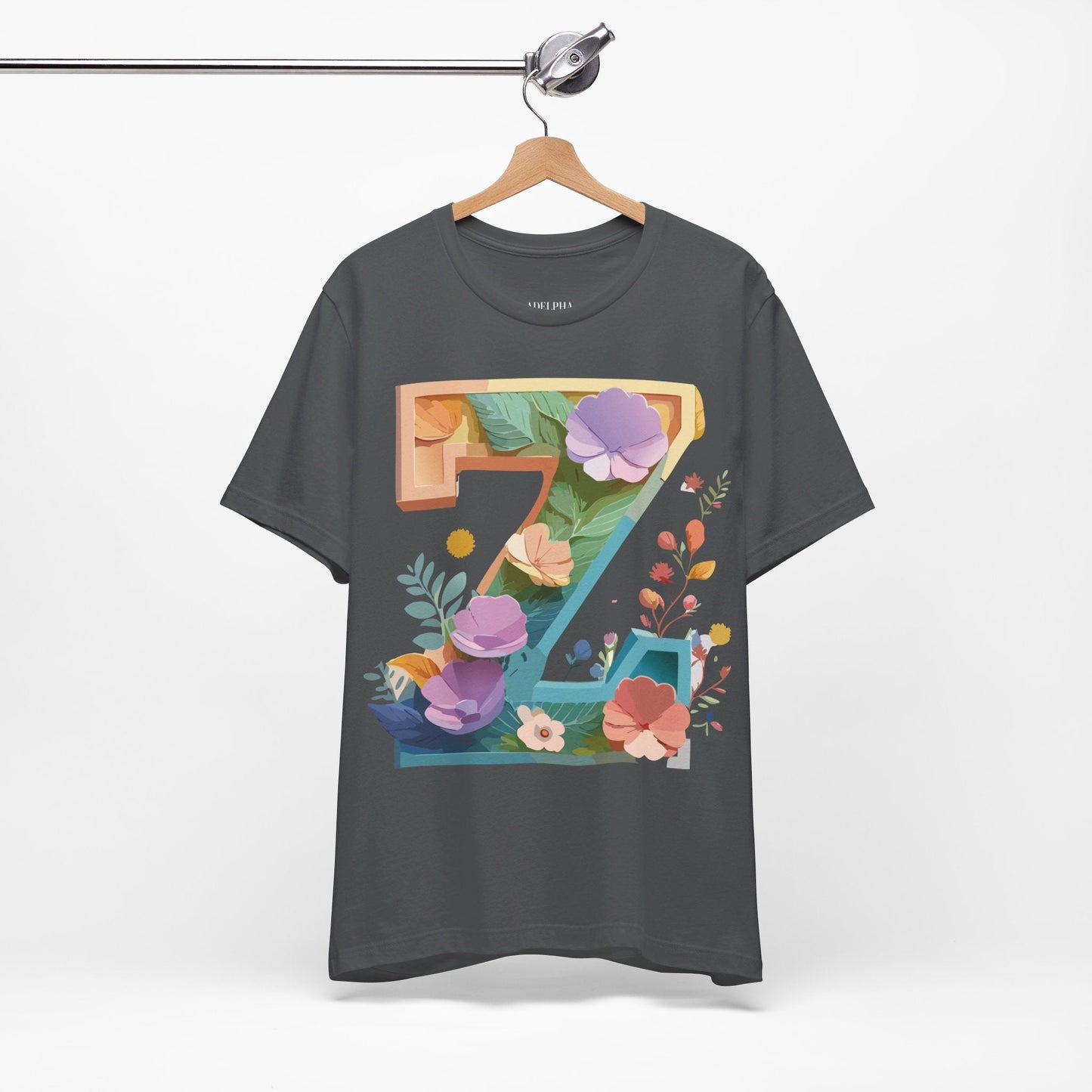 Letter Z Unisex Graphic Tee Vintage Inspired Artwork Jersey Short Sleeve