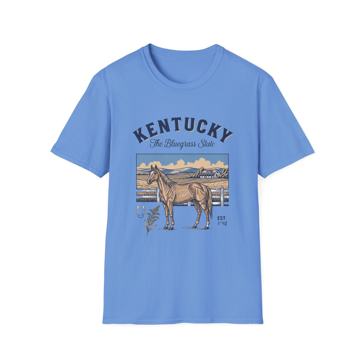 Kentucky Horse Vintage Graphic T-Shirt — The Bluegrass State Travel Tourist Graphic Tee Unisex 100 Cotton Gildan T-Shirt