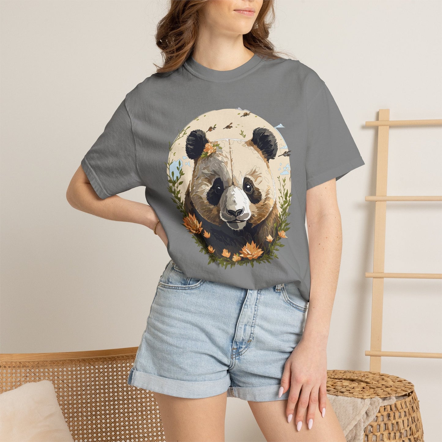 Panda Portrait Graphic T-Shirt Unisex Cotton Floral Animal Art Tee p9