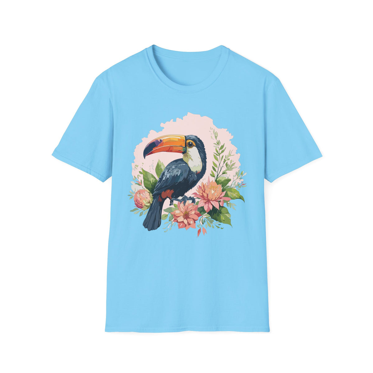 Tropical Toucan Illustration T-Shirt | Floral Bird Graphic