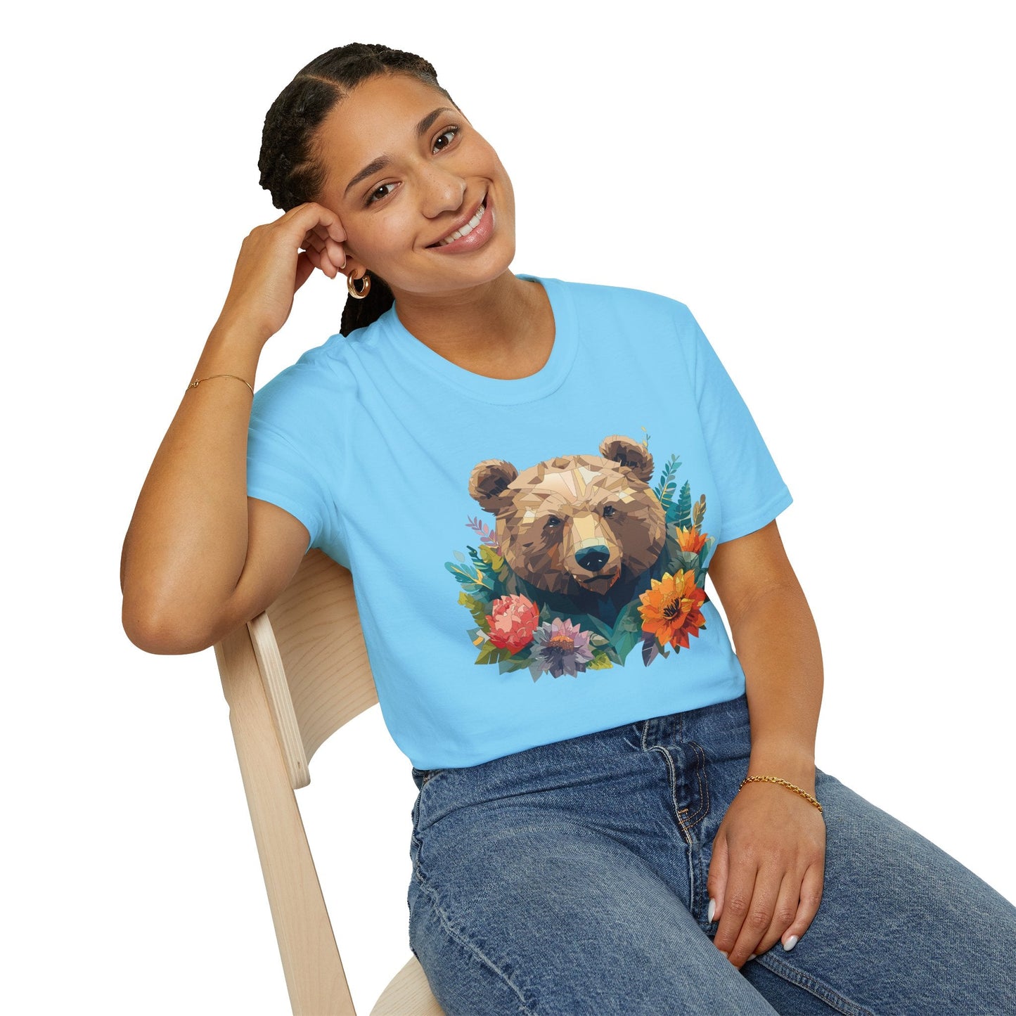Bear T Shirt Unisex Softstyle Tee 100 Percent Ring Spun Cotton Gildan 64000 Comfortable