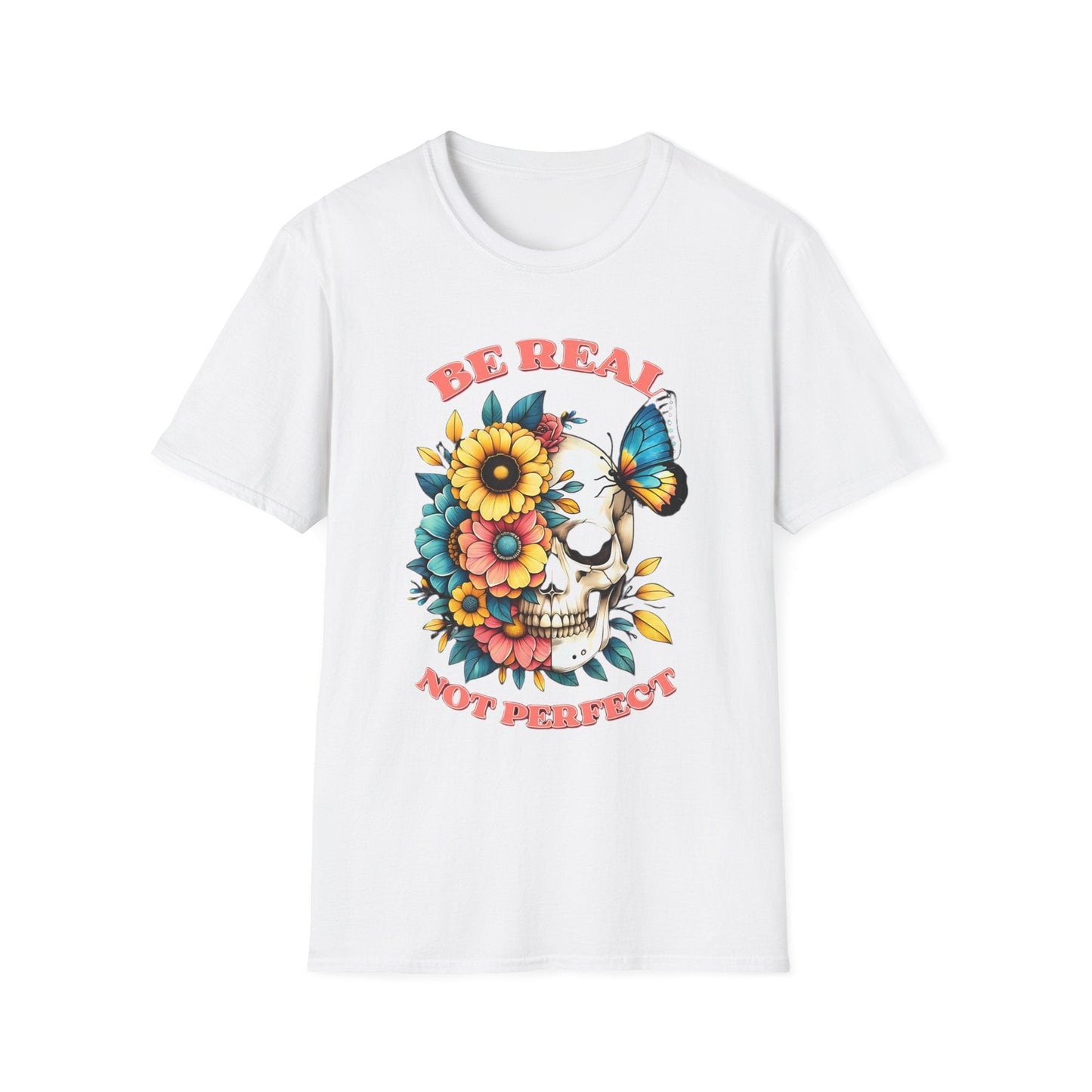 Gildan Skull Tee Shirt Unisex Skeleton Print Tee 100 Percent Ring Spun Cotton Softstyle