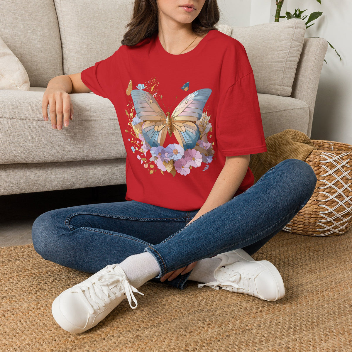 Butterfly Floral Tee — Pastel Garden Butterfly Graphic Tee Unisex 100 Cotton Gildan T-Shirt